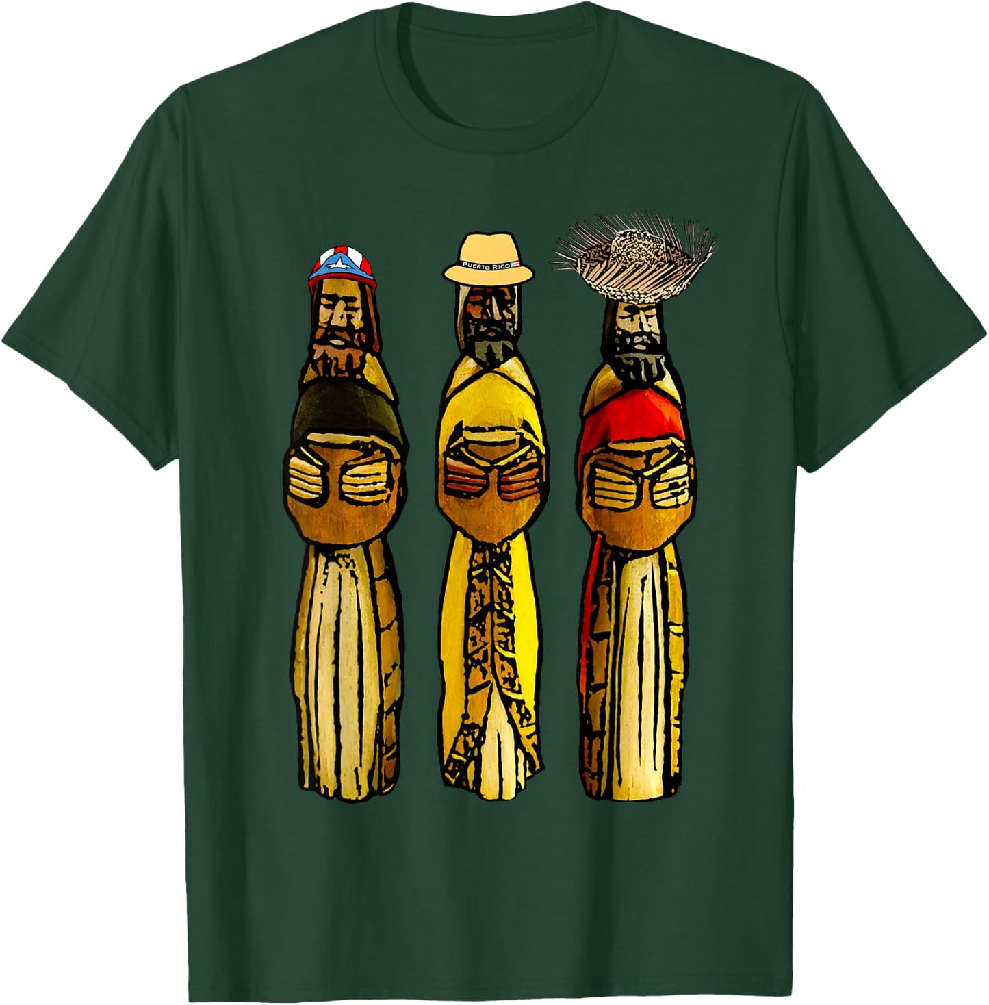 Three Boricua Kings Puerto Rican Wise Men T-Shirt - T-Shirt | Forest