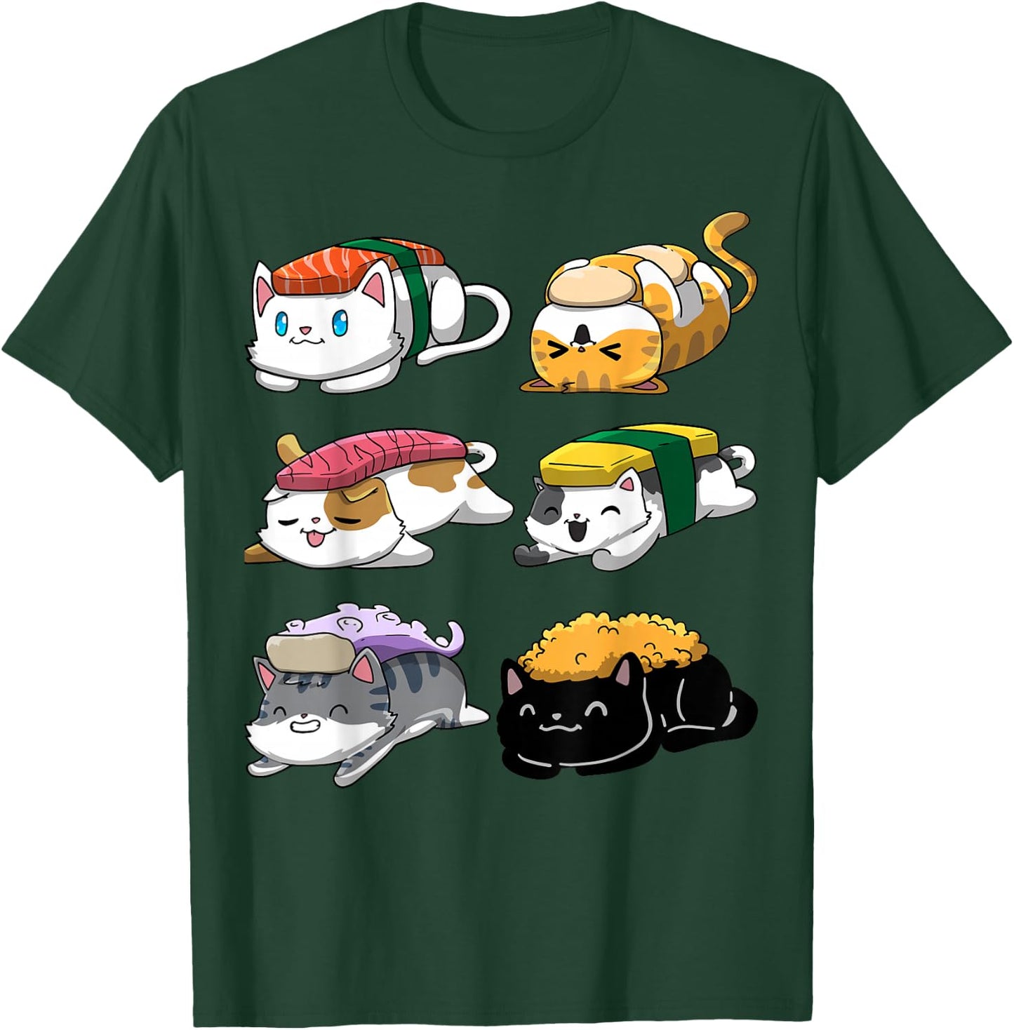 Sushi Cats Sushi Lover Cat Lover Kawaii Anime Neko T-Shirt - T-Shirt | Forest