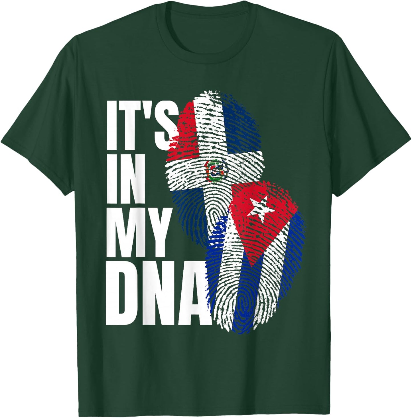 Cuban And Dominican Mix DNA Flag Heritage T-Shirt - T-Shirt | Forest