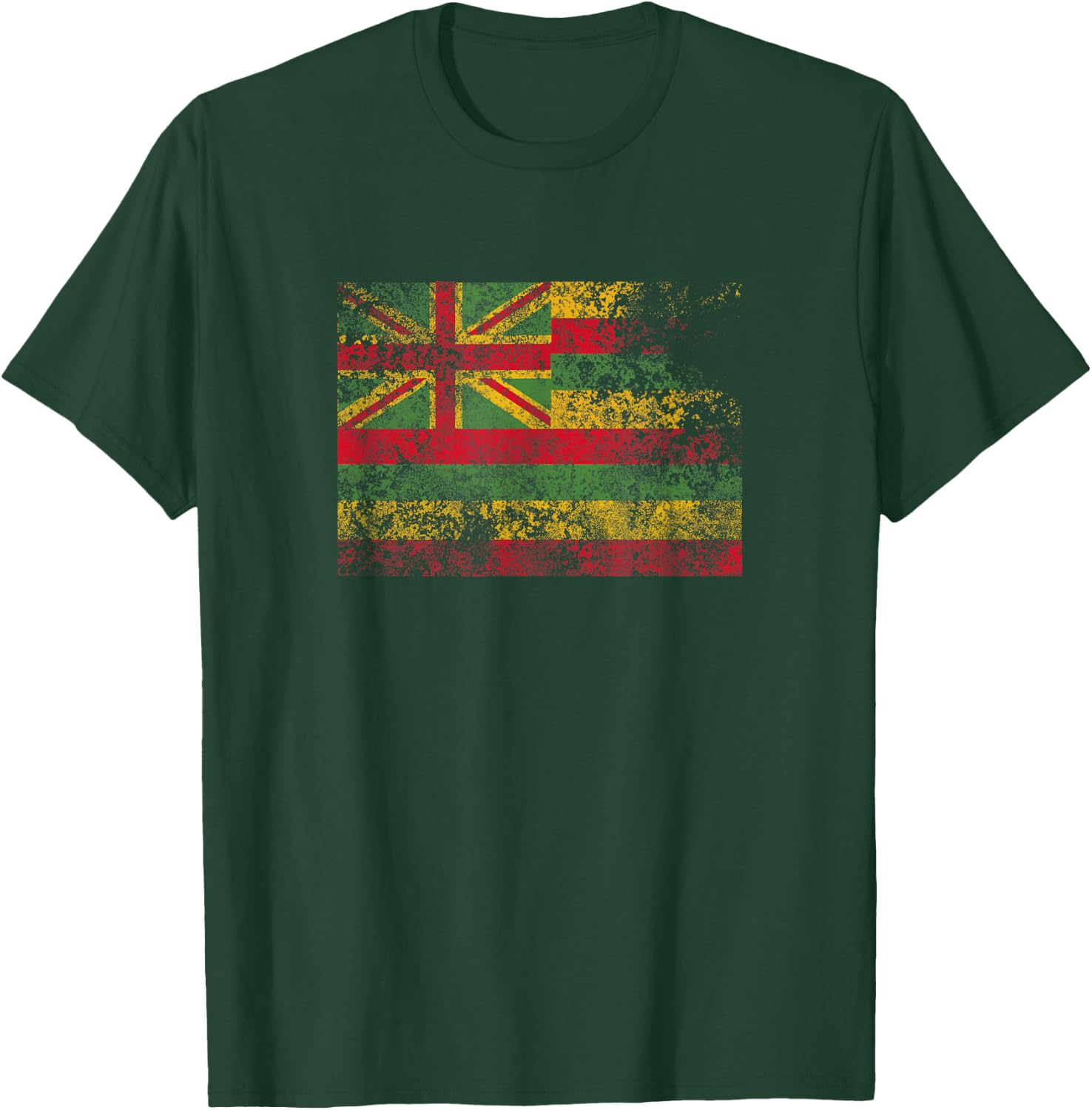 Kanaka Maoli Hawaii flag distressed vintage design T-Shirt - T-Shirt | Forest
