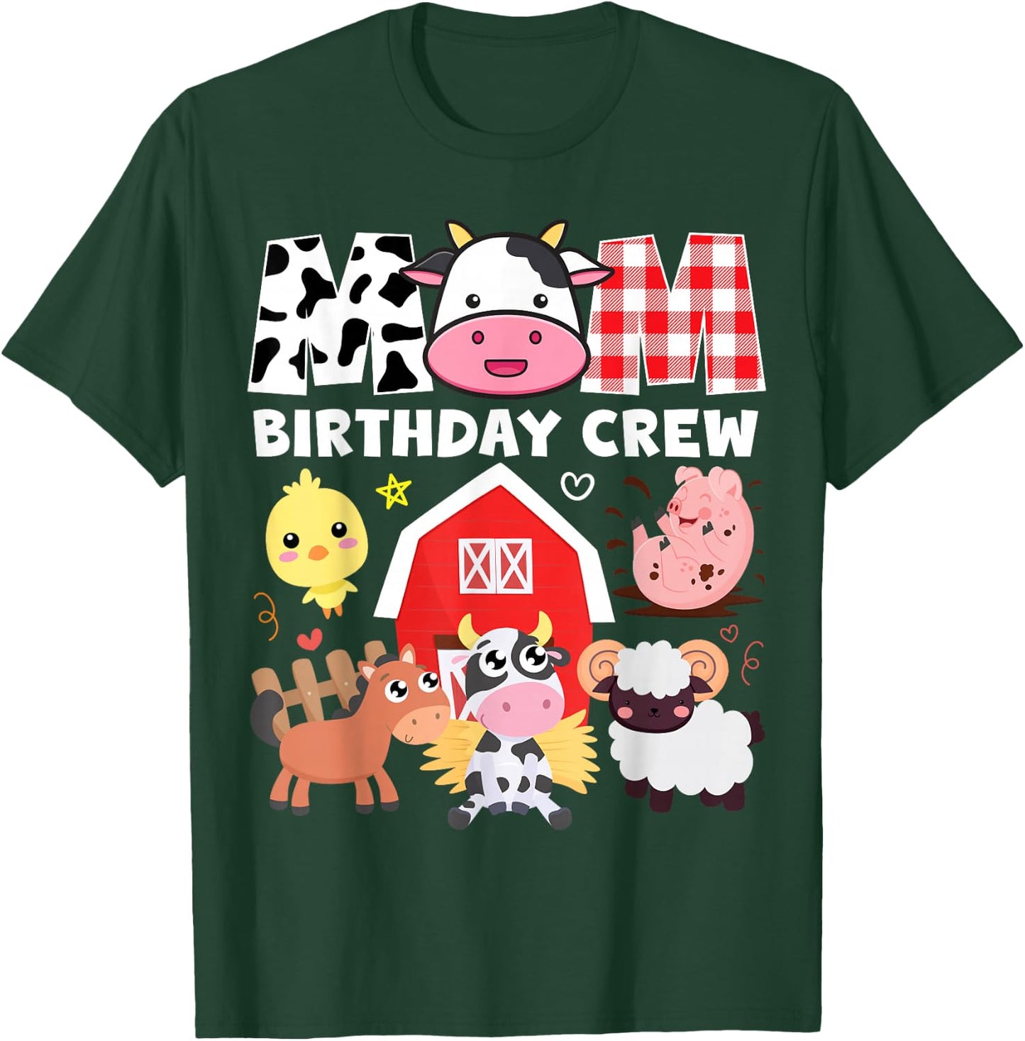 Cow Mom Birthday Crew Farm Theme Animals Kids Birthday Party T-Shirt - T-Shirt | Forest