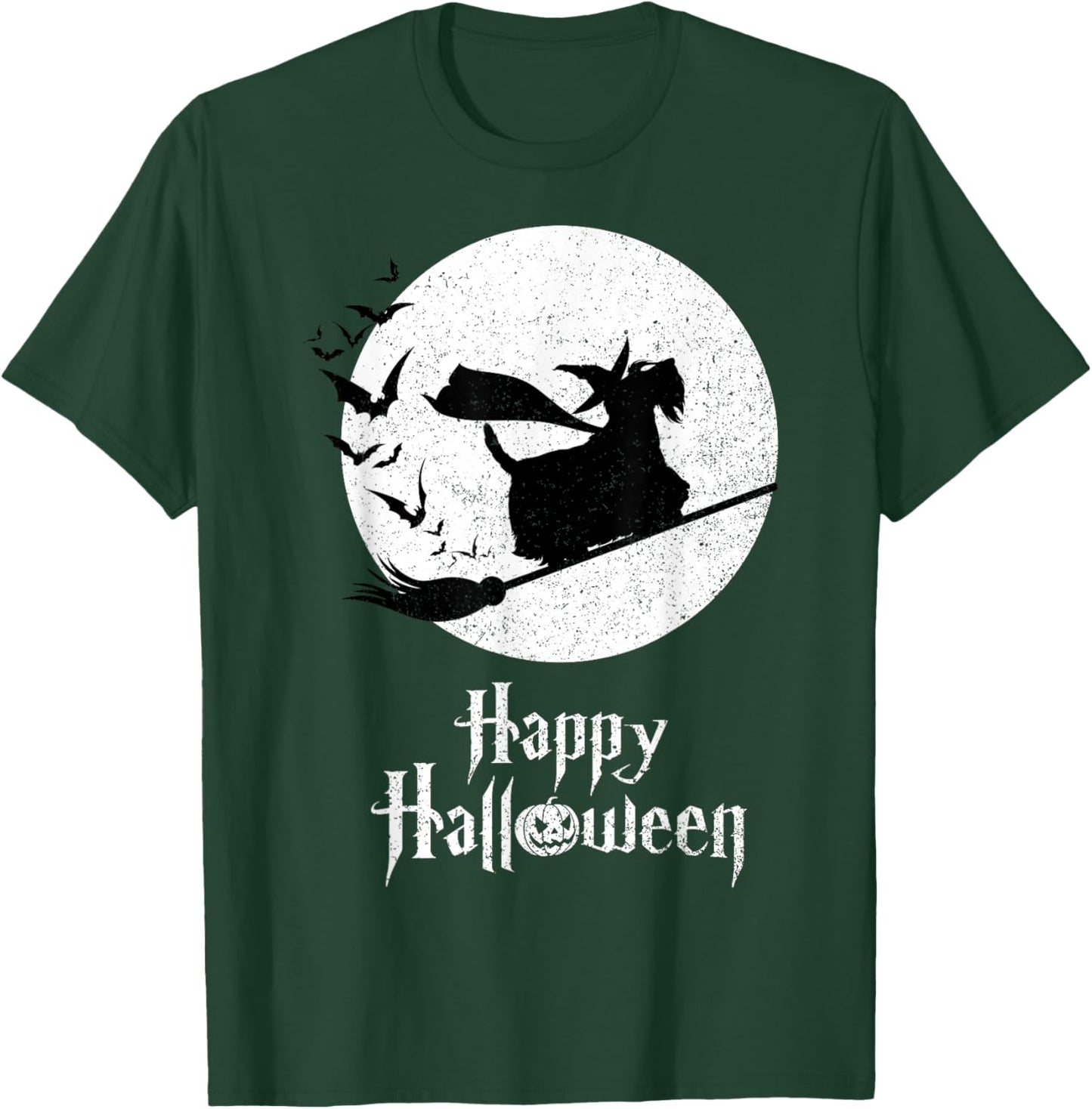 Funny Halloween Costume Witch SCOTTIE Dog Lover Gift Women Kids T-Shirt - T-Shirt | Forest