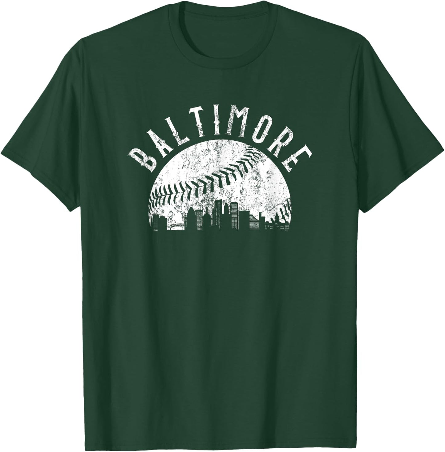 Vintage Baltimore Maryland Skyline Apparel T-Shirt - T-Shirt | Forest