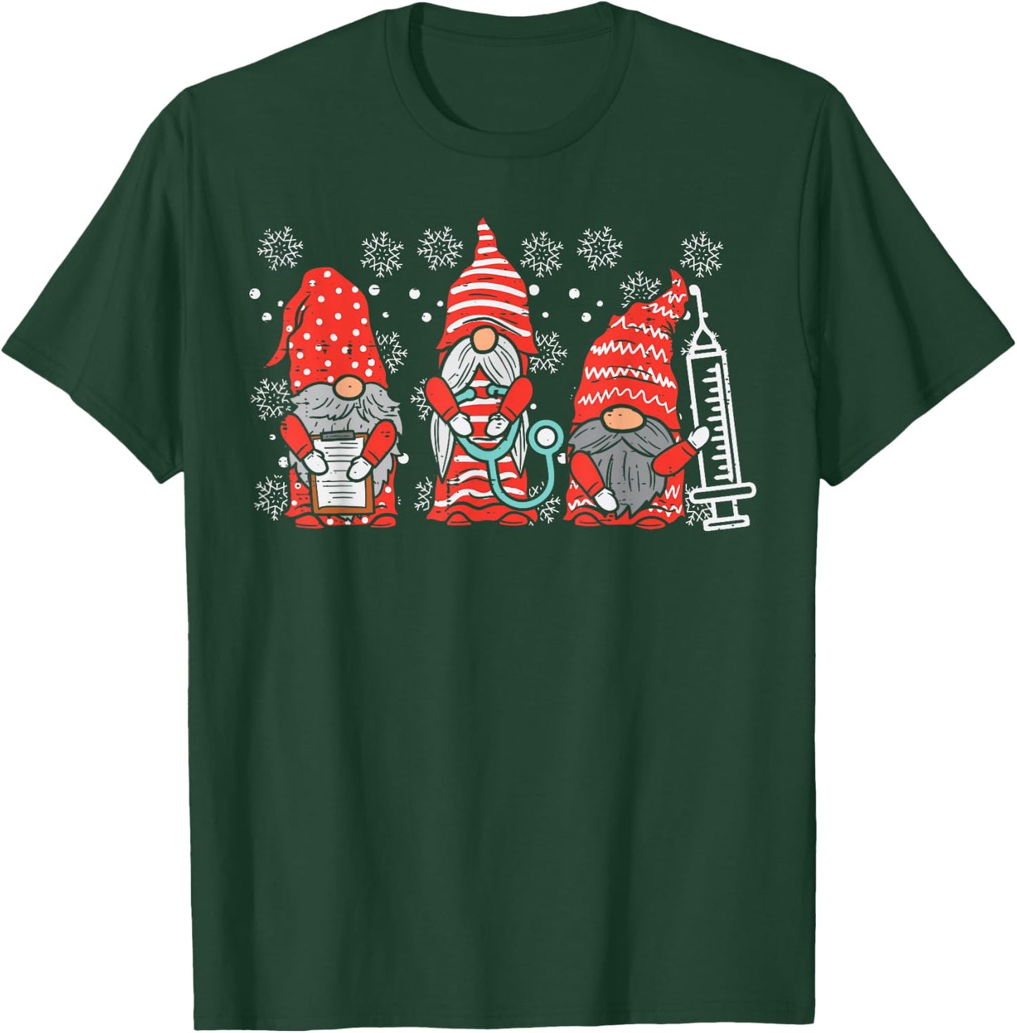Nurse Christmas Gnomes Cute Xmas Scrub Top for Nurses Women T-Shirt - T-Shirt | Forest