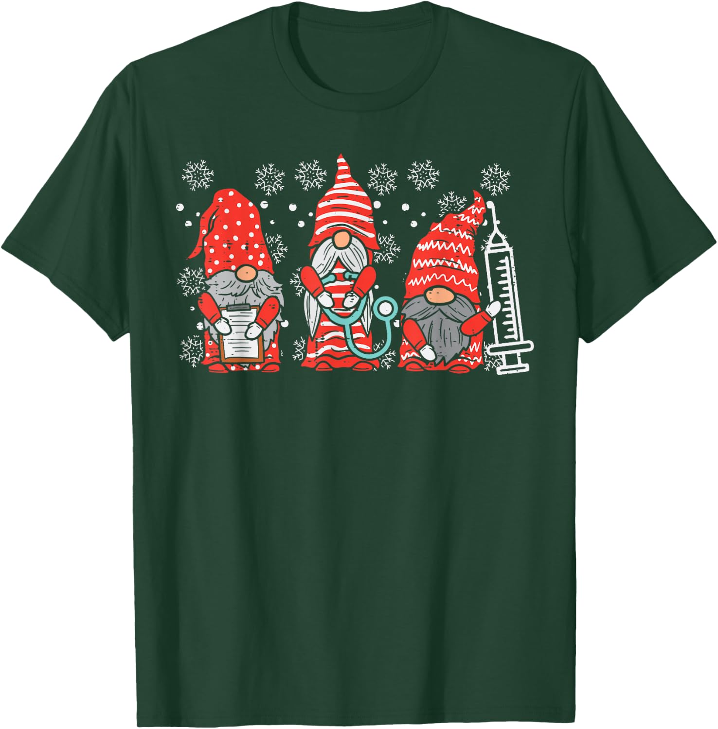 Nurse Christmas Gnomes Cute Xmas Scrub Top for Nurses Women T-Shirt - T-Shirt | Forest