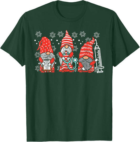 Nurse Christmas Gnomes Cute Xmas Scrub Top for Nurses Women T-Shirt - T-Shirt | Forest