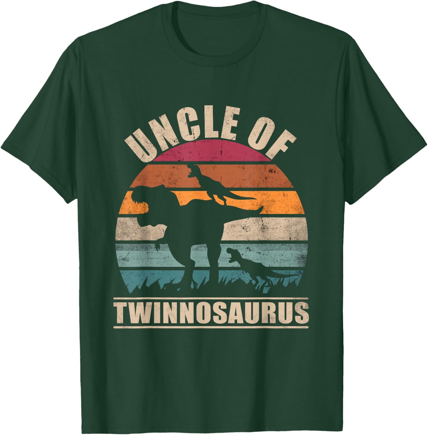 Uncle of Twins Pun Twinnosaurus Announcement Twin Uncle T-Shirt - T-Shirt | Forest