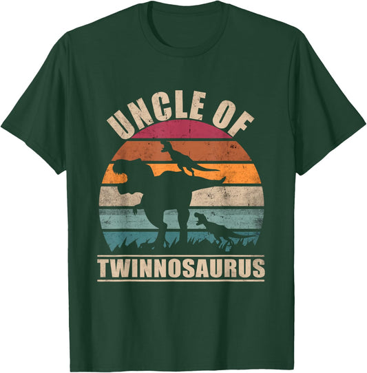 Uncle of Twins Pun Twinnosaurus Announcement Twin Uncle T-Shirt - T-Shirt | Forest