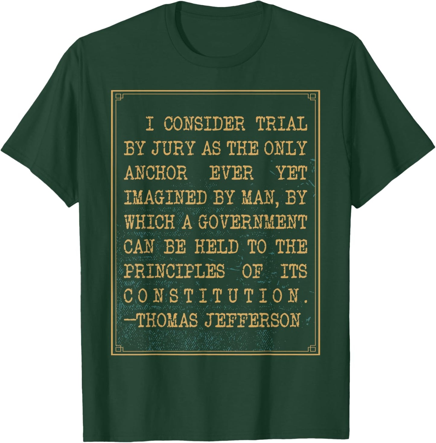 Constitutional Amendment Designs Thomas Jefferson Jury Duty Quote - Men's Black Small Classic Fit Short Sleeve T-Shirt - T-Shirt | Forest