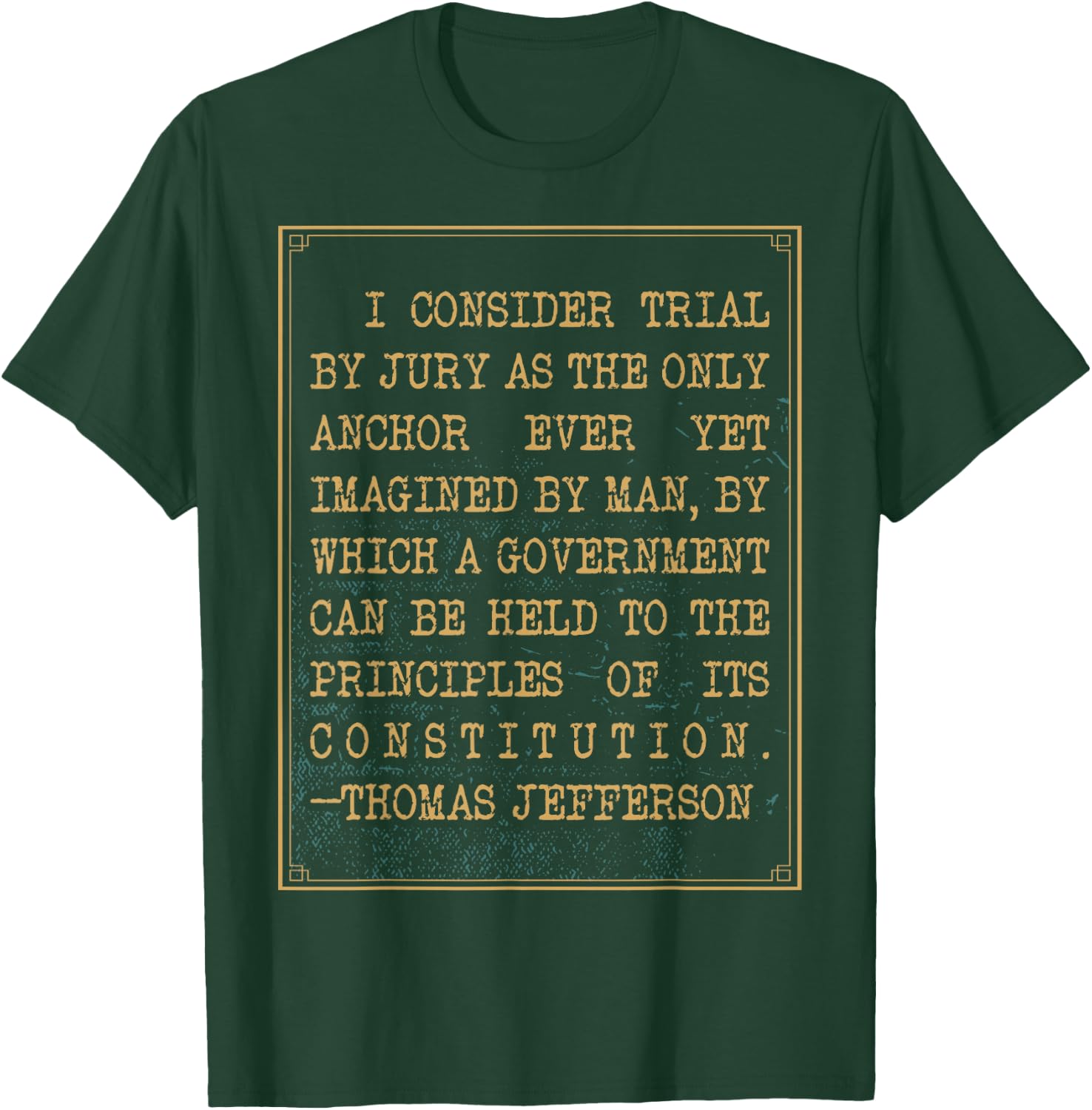 Constitutional Amendment Designs Thomas Jefferson Jury Duty Quote - Men's Black Small Classic Fit Short Sleeve T-Shirt - T-Shirt | Forest