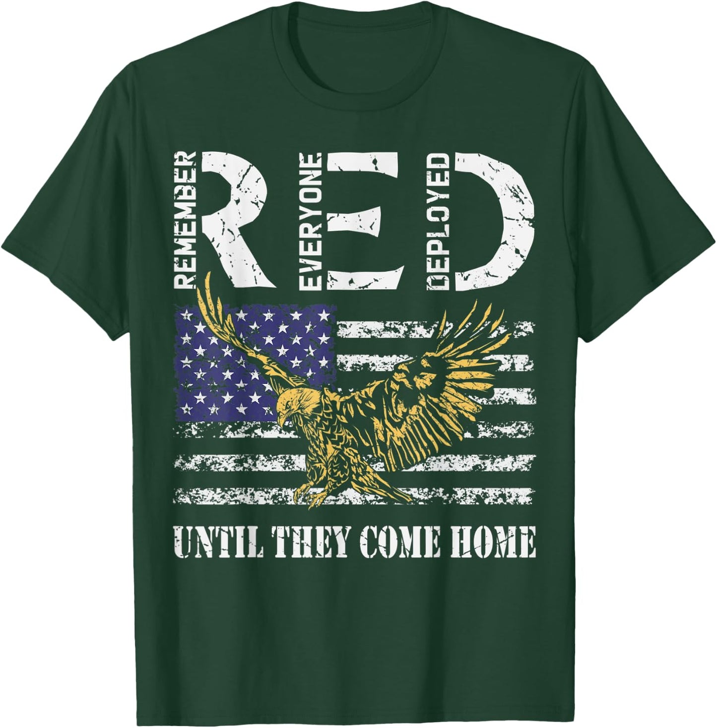 On Friday We Wear Red Retro American Flag Eagle RED Friday T-Shirt - T-Shirt | Forest
