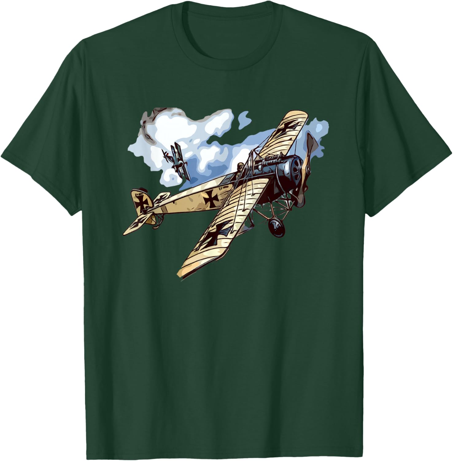 World War Air Combat German Biplane T-Shirt - T-Shirt | Forest