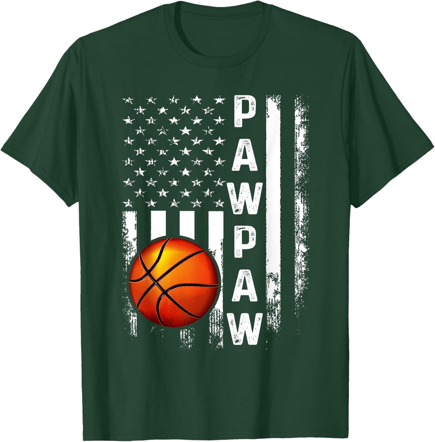 Basketball Pawpaw American Flag Vintage Christmas Xmas T-Shirt - T-Shirt | Forest