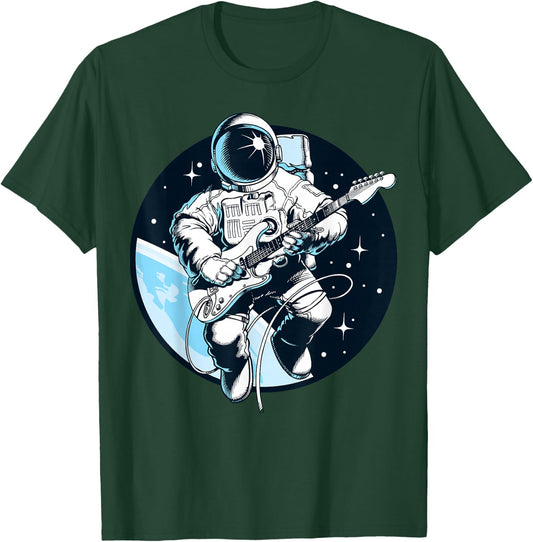 Space Music Astronaut Musician Graphic Design Short Sleeve T-Shirt - T-Shirt | Forest