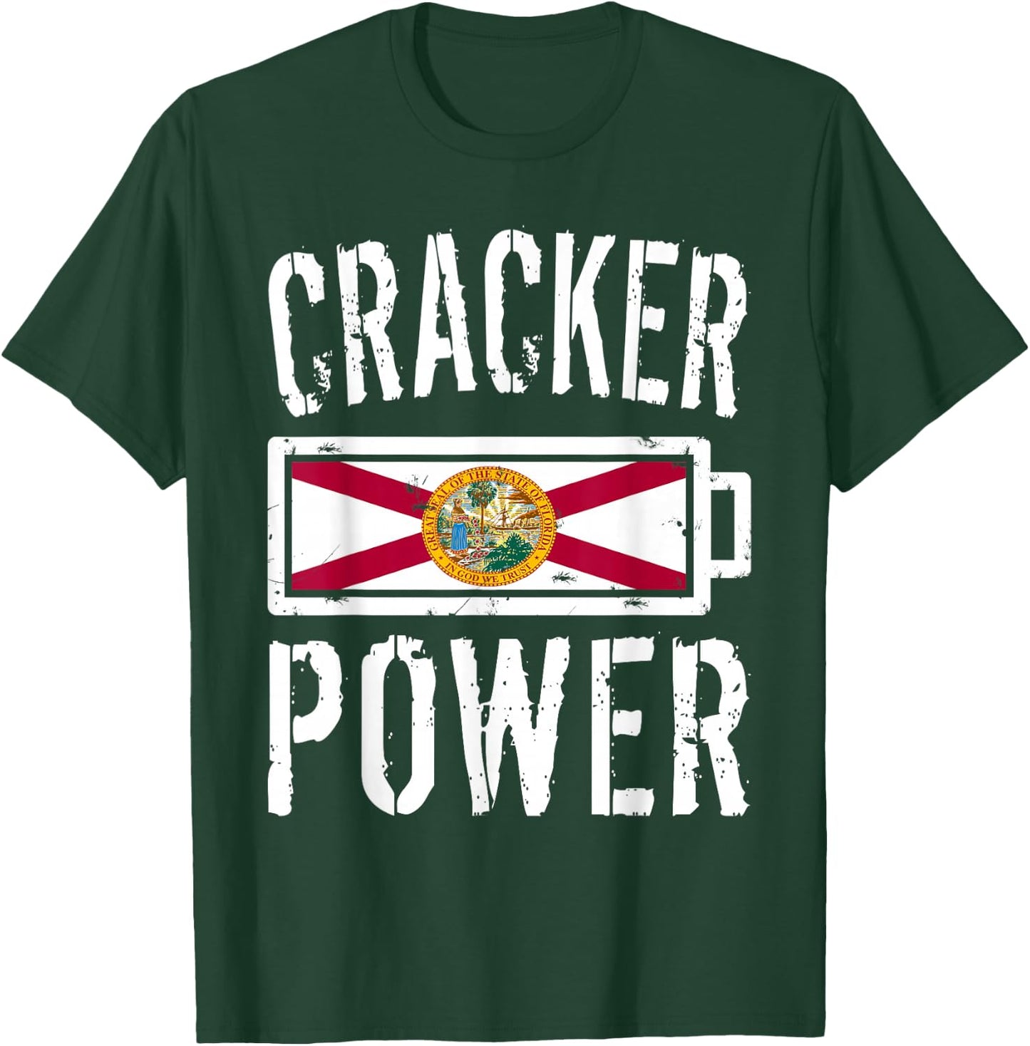Florida Flag | Cracker Power Battery Proud T-Shirt - T-Shirt | Forest