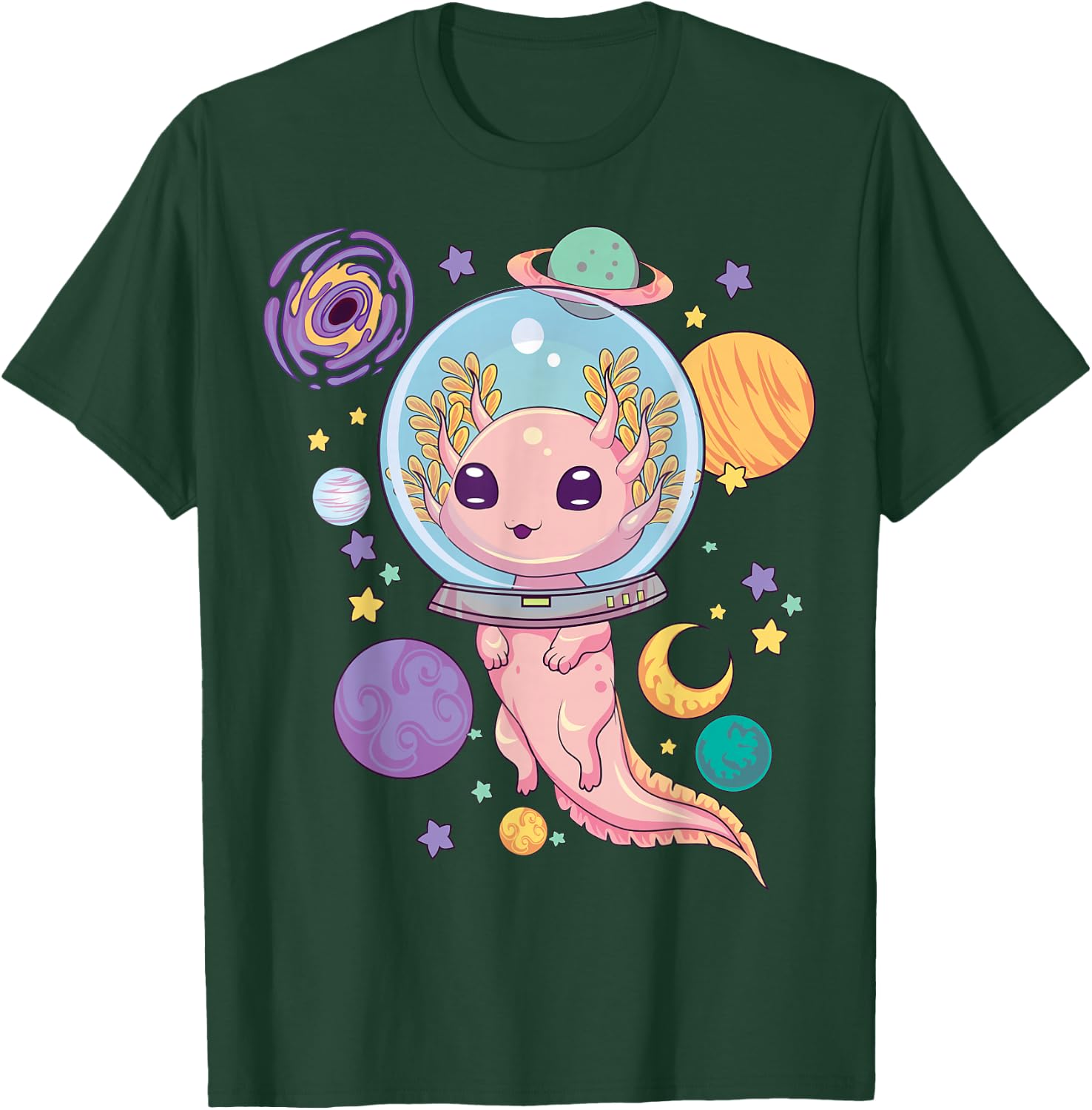 Space Axolotl Shirt Kawaii Pastel Goth Anime Aesthetic Goth T-Shirt - T-Shirt | Forest