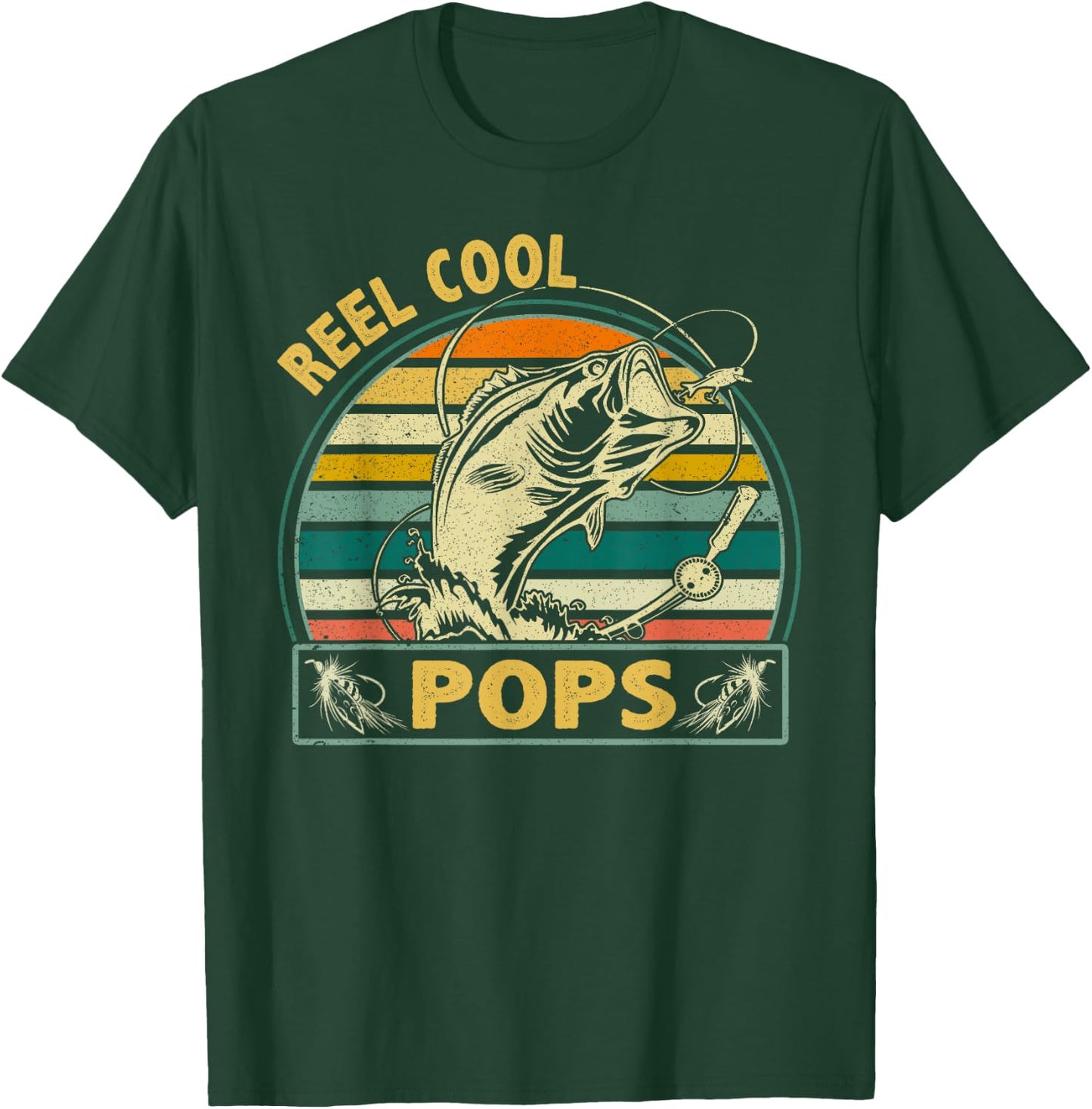 Vintage Reel Cool Pops Fishing Fathers Day For Grandpa Dad T-Shirt - T-Shirt | Forest