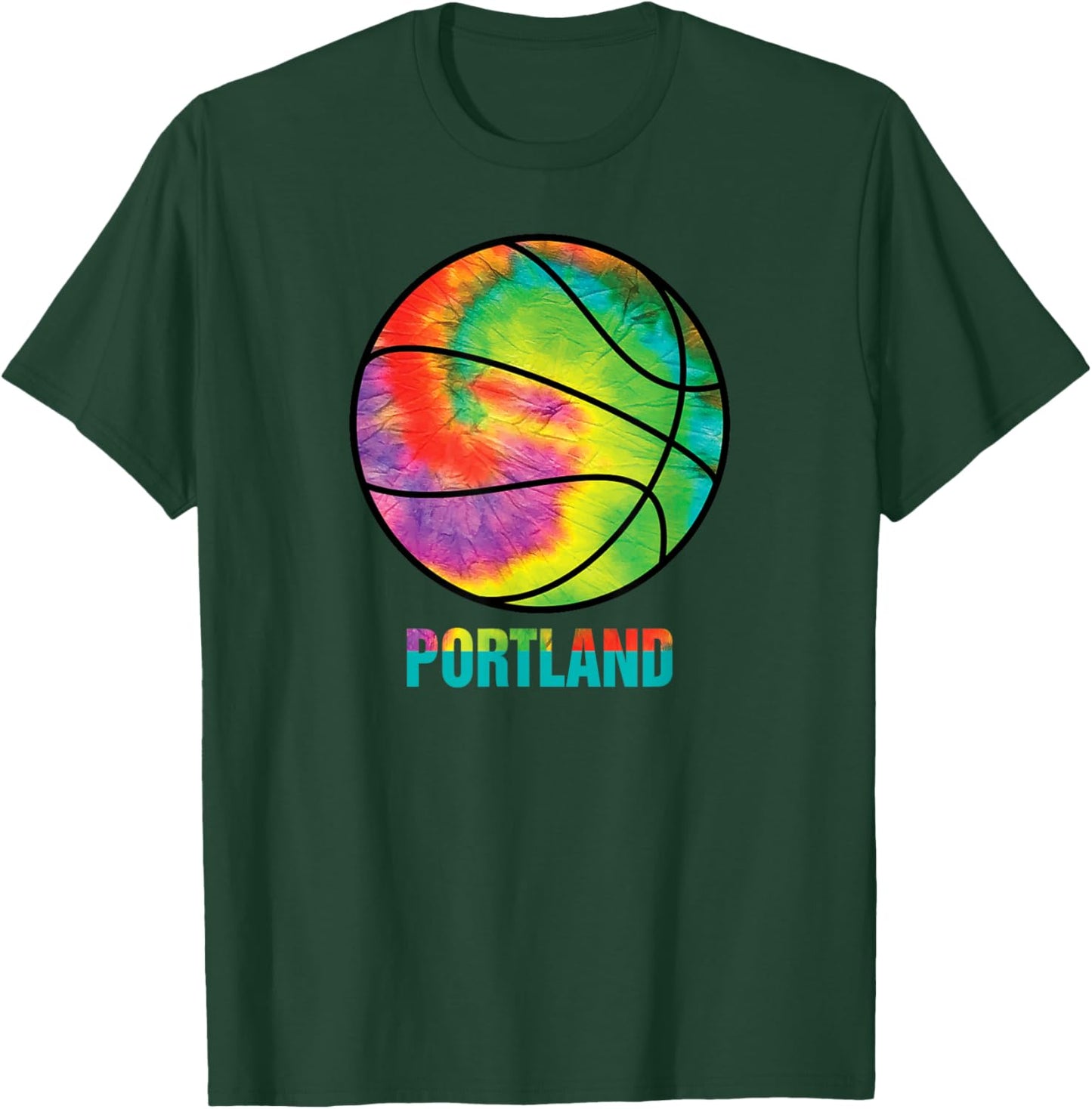 Tie Dye Portland Basketball Retro Vintage Classic Jersey T-Shirt - T-Shirt | Forest