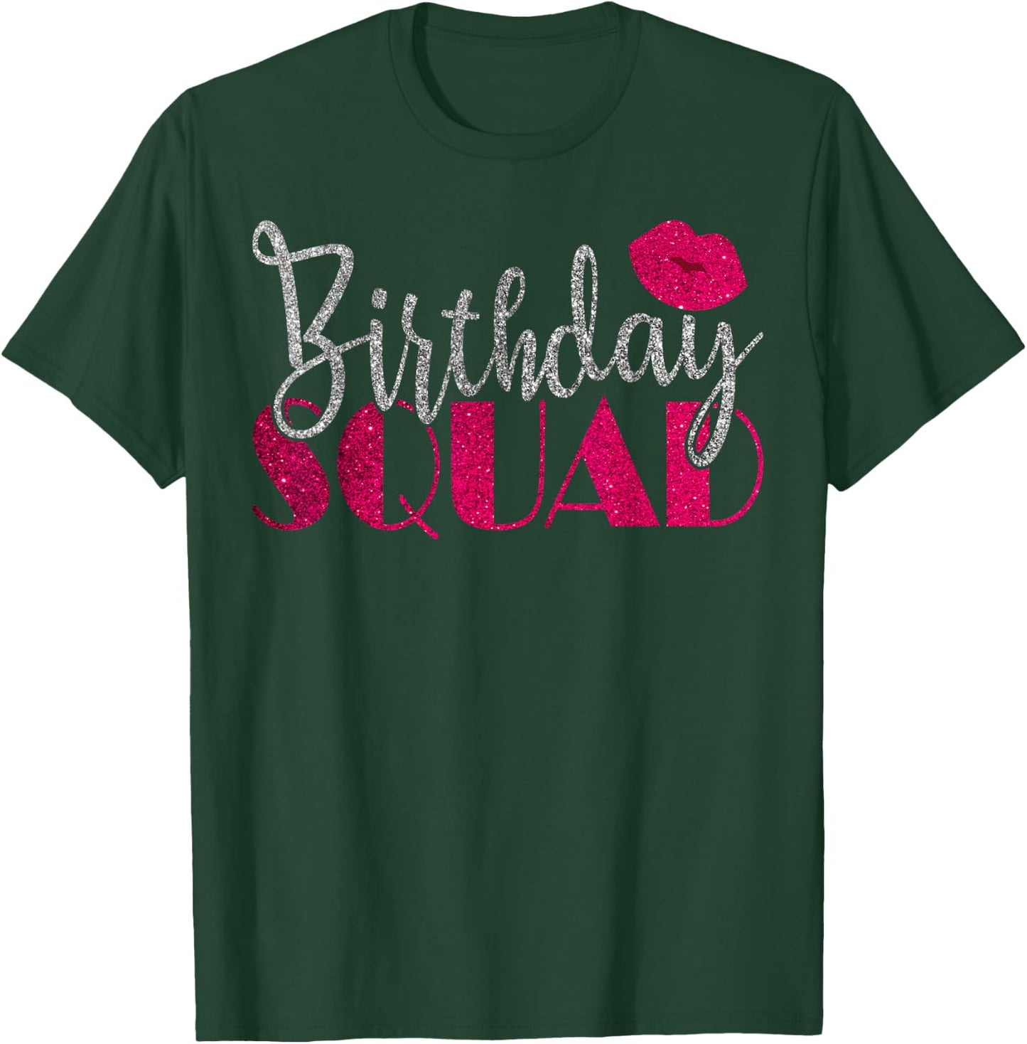 Birthday Squad Party Silver Bday Pink Lips Gift T Shirt T-Shirt - T-Shirt | Forest