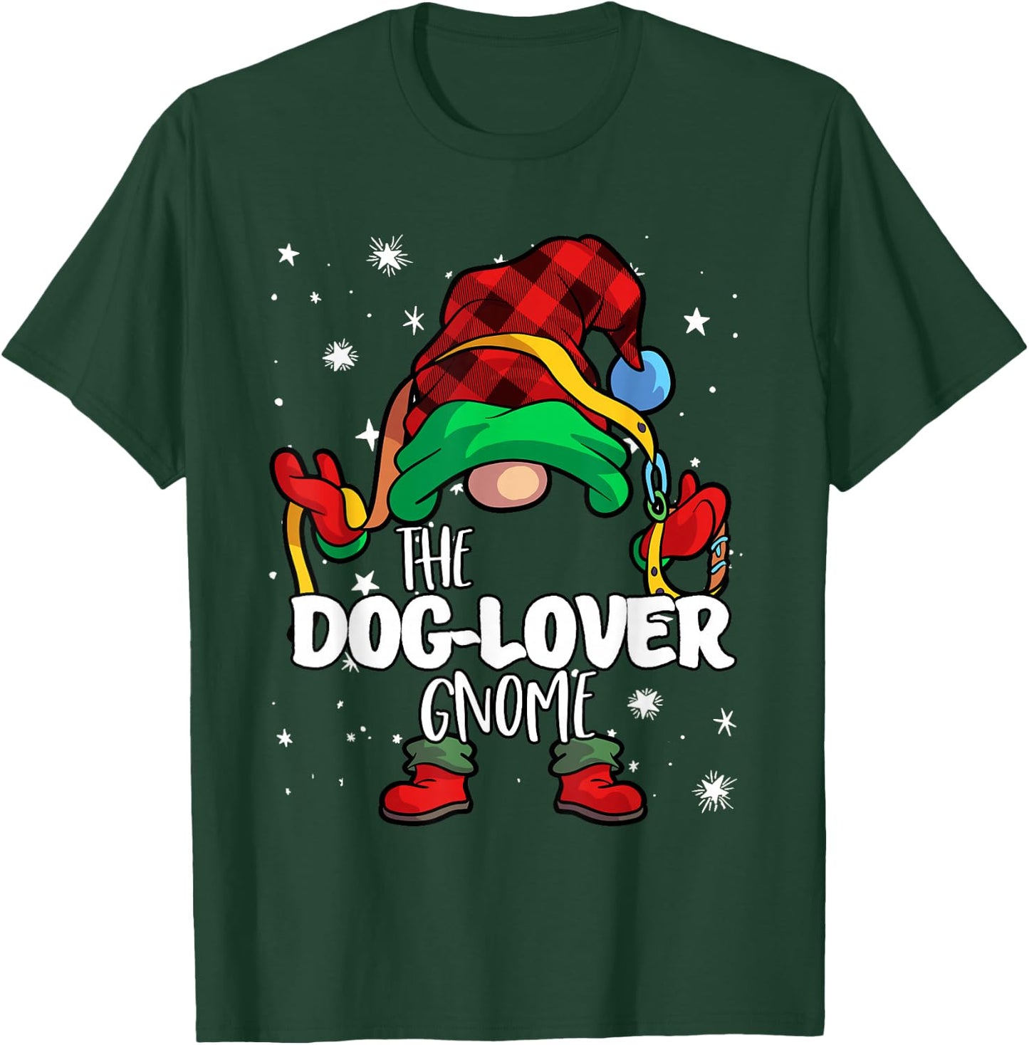 Dog Lover Gnome Red Buffalo Plaid Matching Family Christmas T-Shirt - T-Shirt | Forest