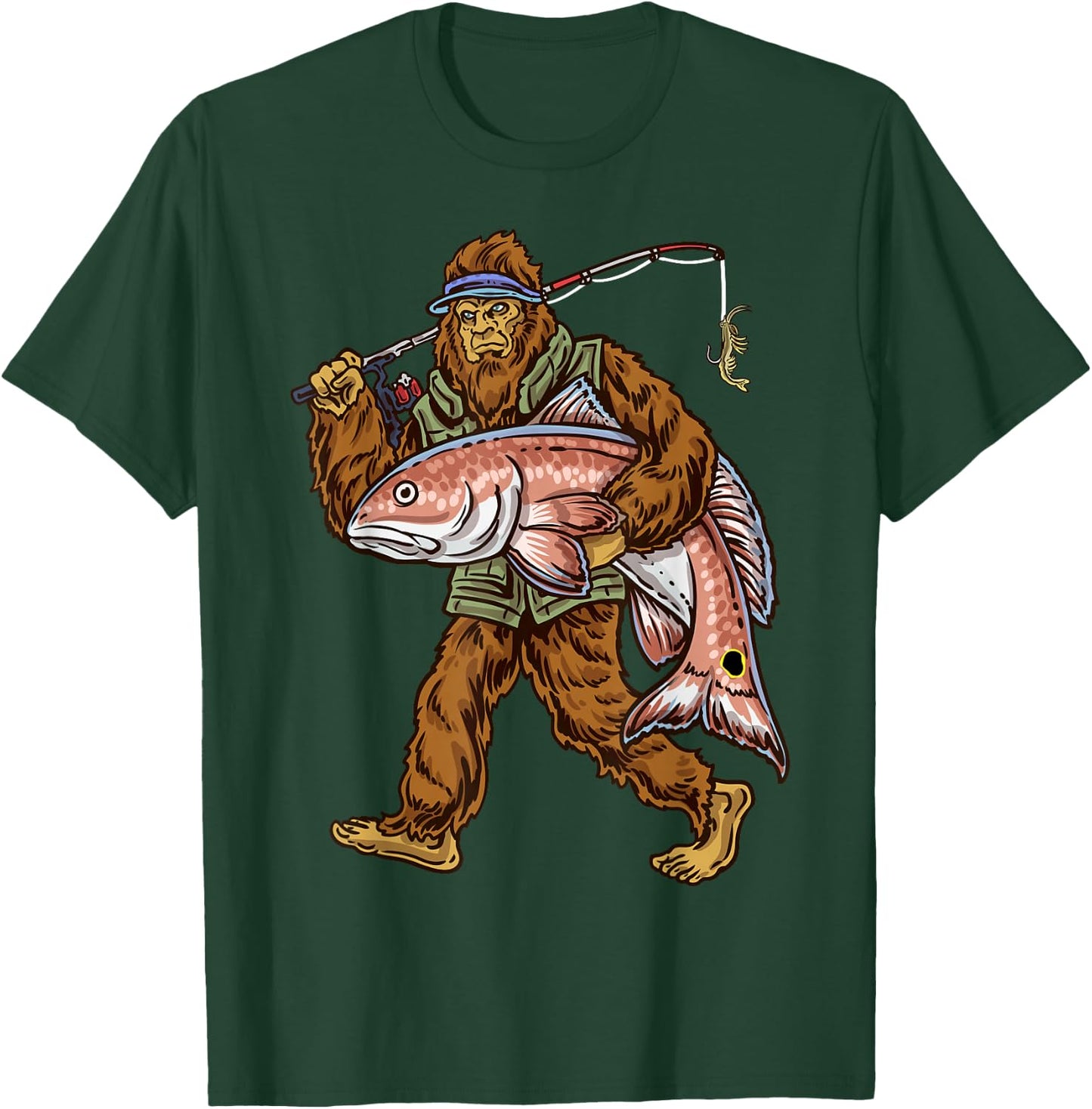 Redfish Fishing Hunting Bigfoot Fishermen T-Shirt - T-Shirt | Forest
