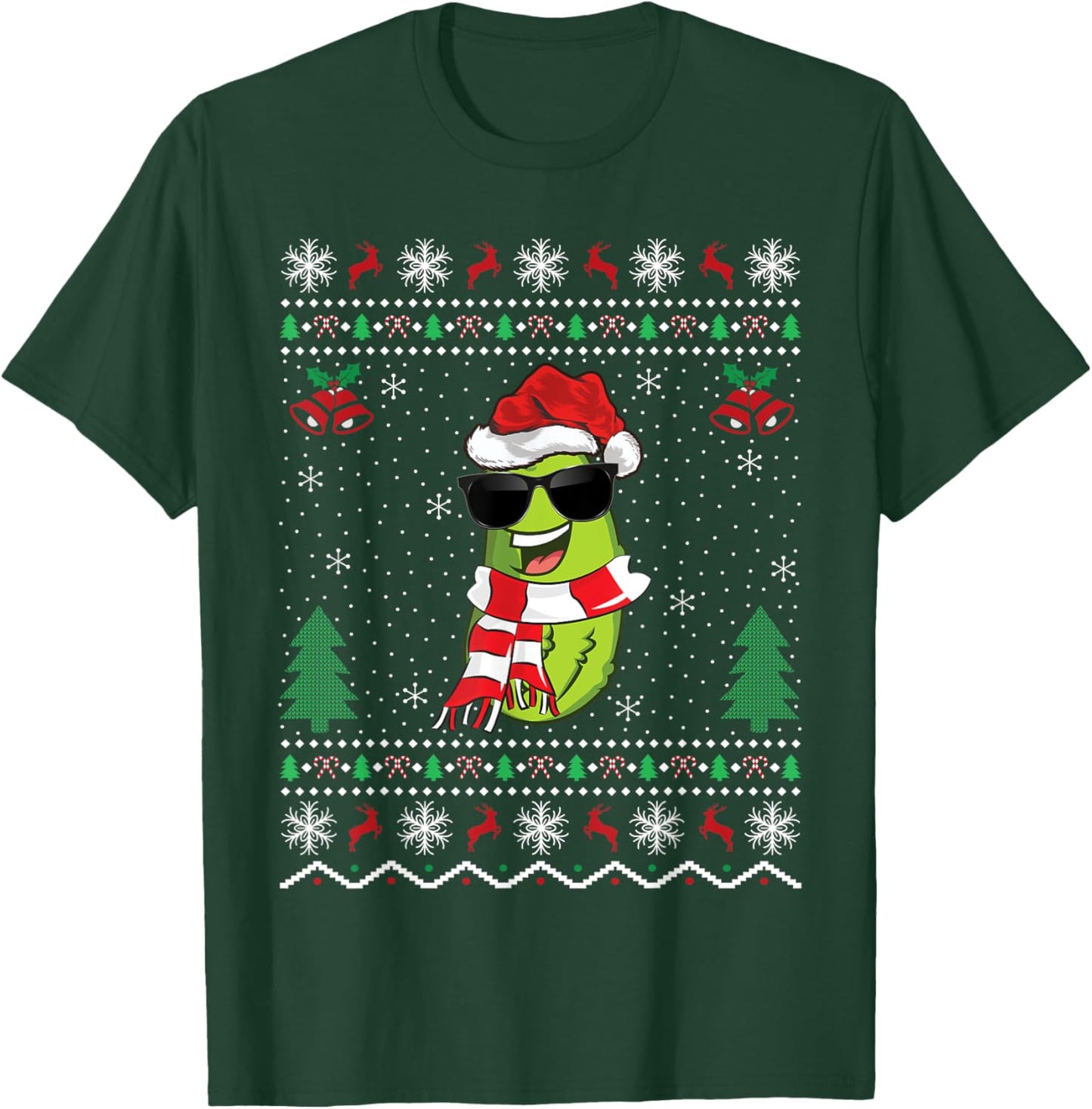 Funny Santa Pickle Xmas Gift Ugly Pickle Christmas T-Shirt - T-Shirt | Forest