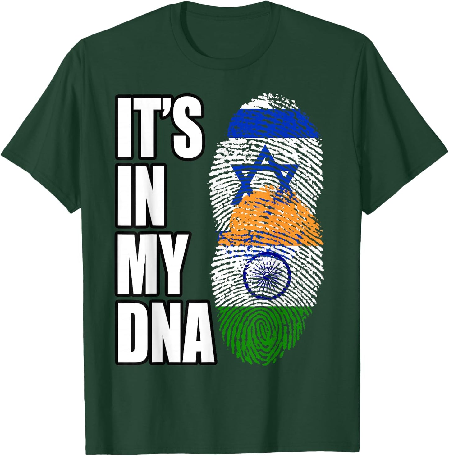 Indian And Israeli Mix DNA Flag Heritage T-Shirt - T-Shirt | Forest