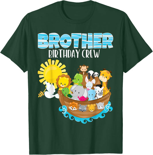 Noah's Ark Birthday Party Brother Birthday Crew Toddler Bday T-Shirt - T-Shirt | Forest