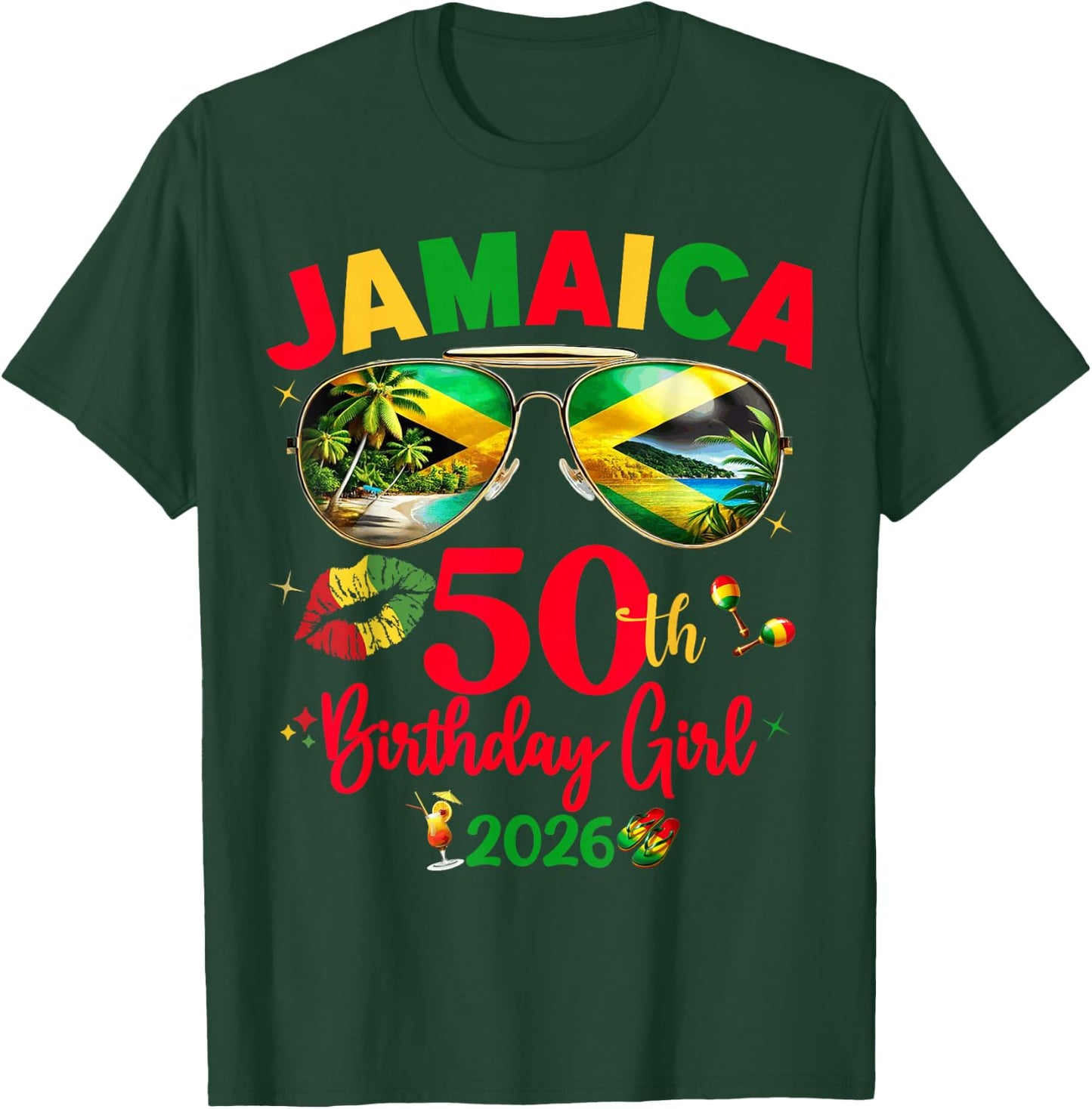 50th Birthday Girl Queen Jamaica Vacation Matching T-Shirt - T-Shirt | Forest