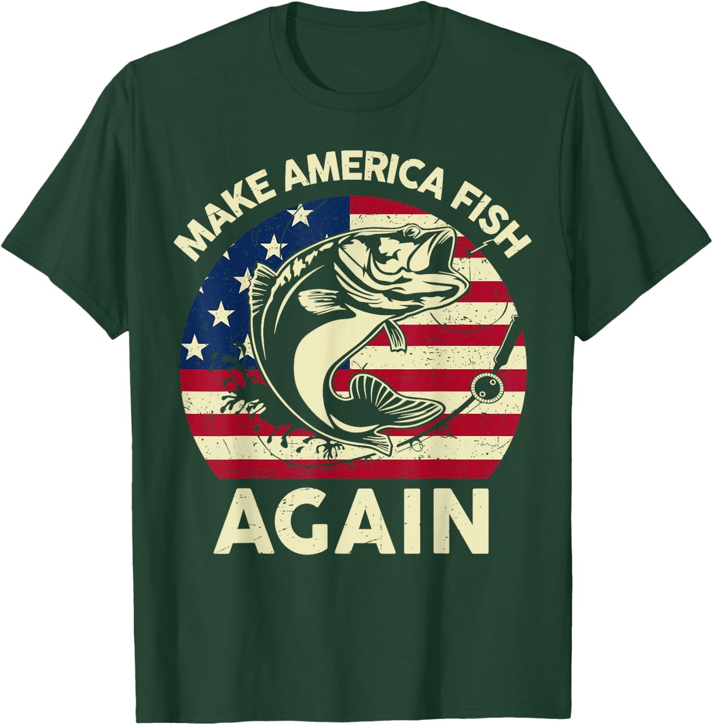 4th of July Shirt Make America Fishing Again Fish Dad Gift T-Shirt - T-Shirt | Forest