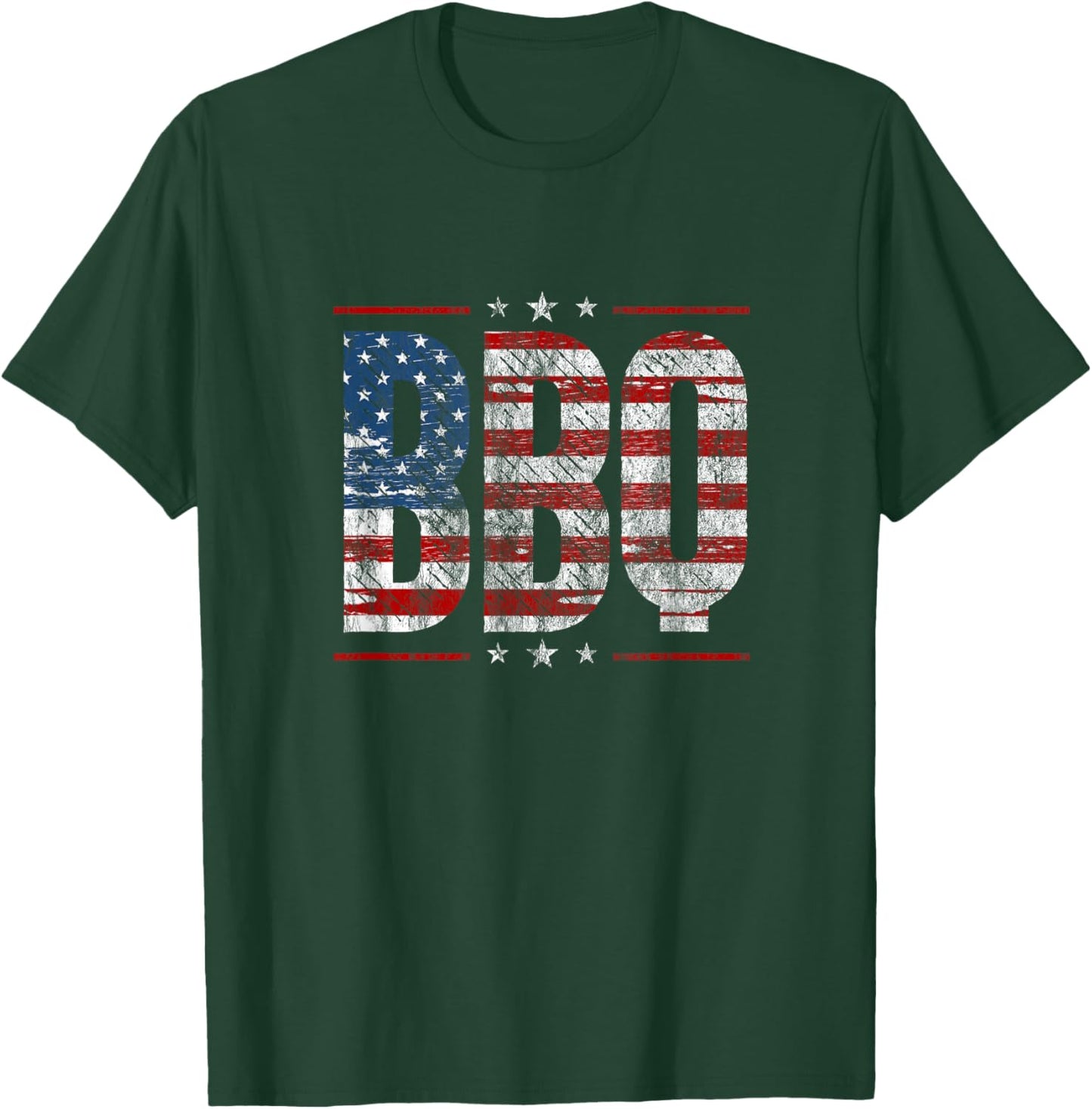 USA Flag BBQ Grill Patriotic American 4th of July Vintage Women Men T-Shirt - T-Shirt | Forest