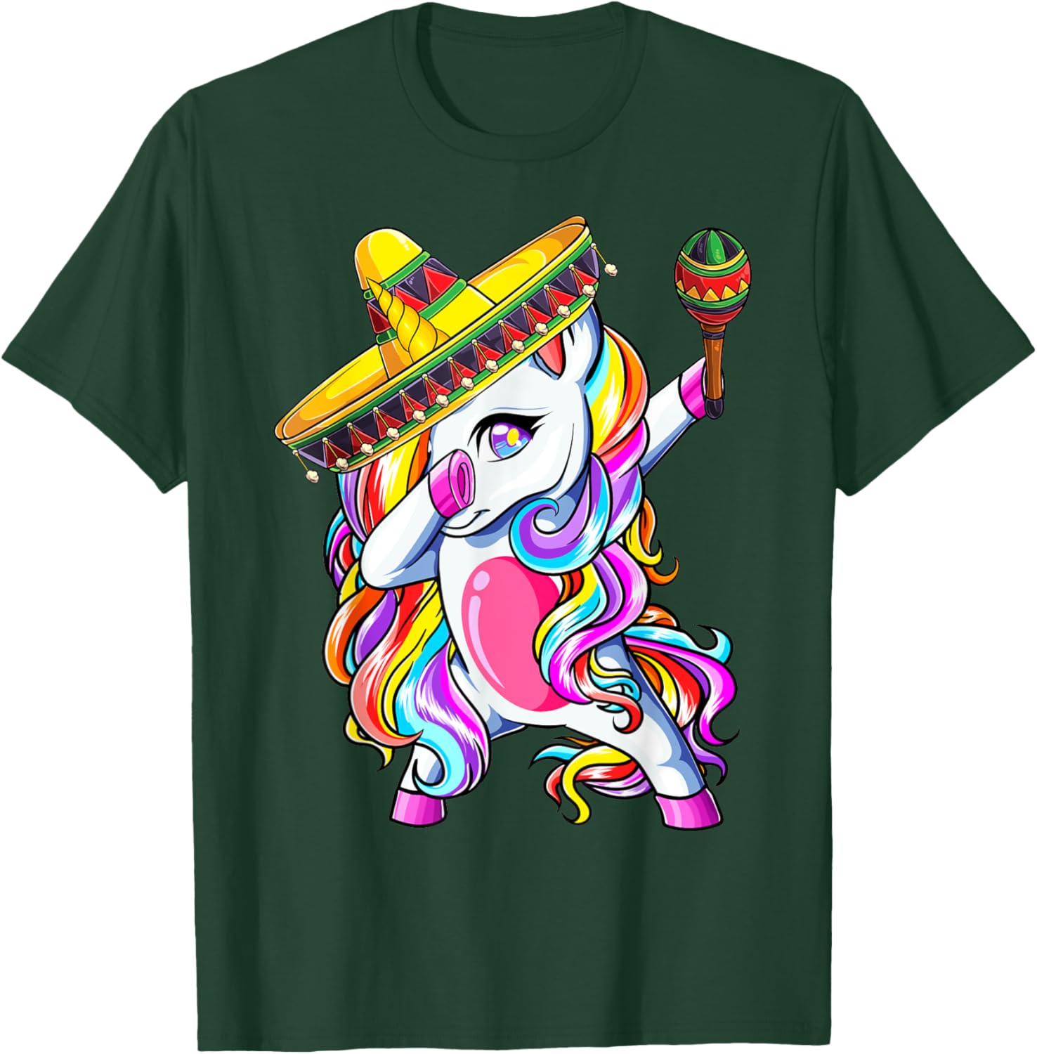 Dabbing Unicorn Cinco de Mayo Kids Girls Mexican Sombrero T-Shirt - T-Shirt | Forest