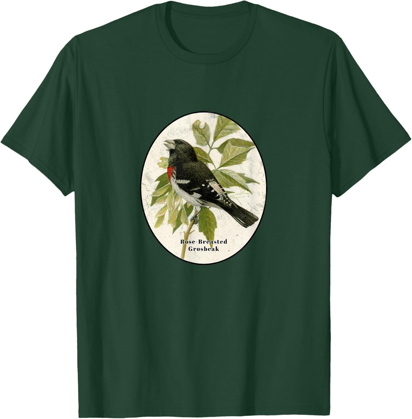 Retro Antique Rose-Breasted Grosbeak Vintage Bird Design T-Shirt - T-Shirt | Forest