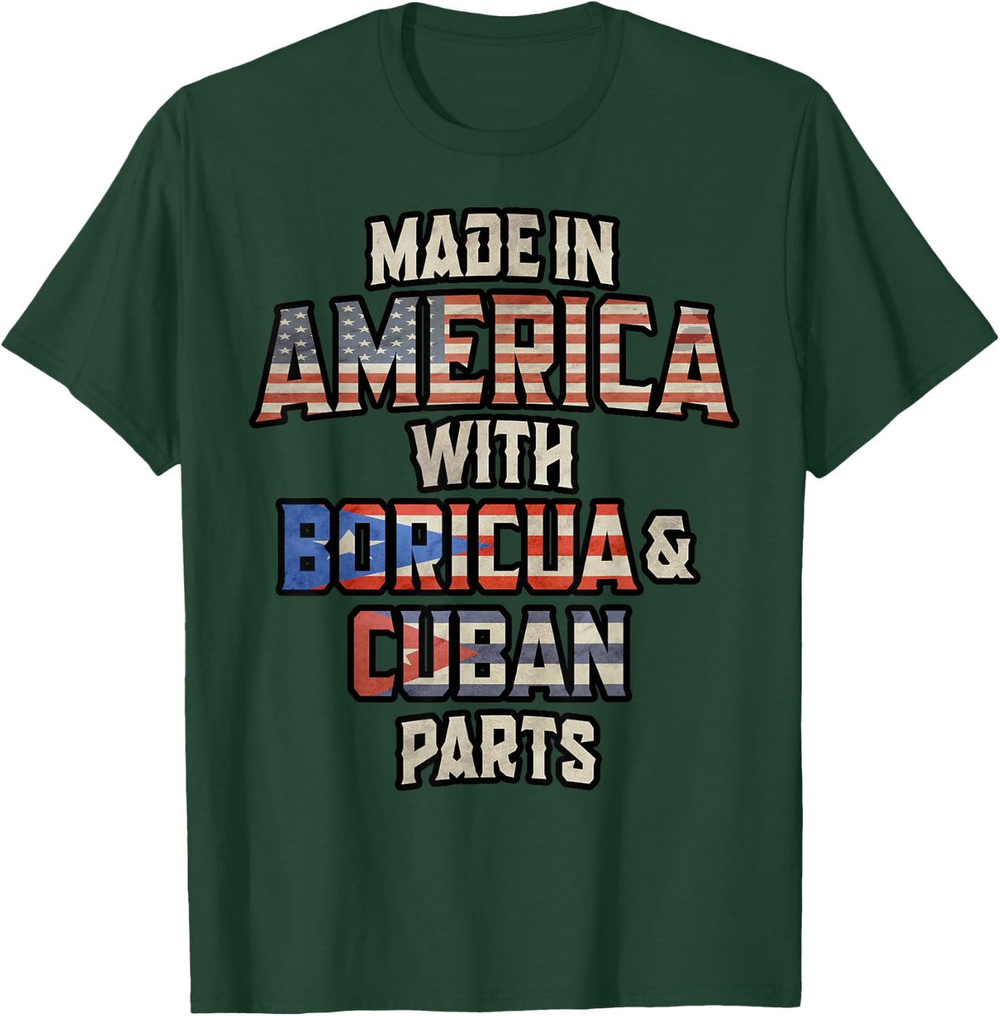 Puerto Rican And Cuban Made In America Mix Heritage Vintage T-Shirt - T-Shirt | Forest