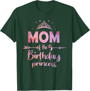 Mom Of The 5th Birthday Princess Girl 5 Years Old B-day T-Shirt - T-Shirt | Forest