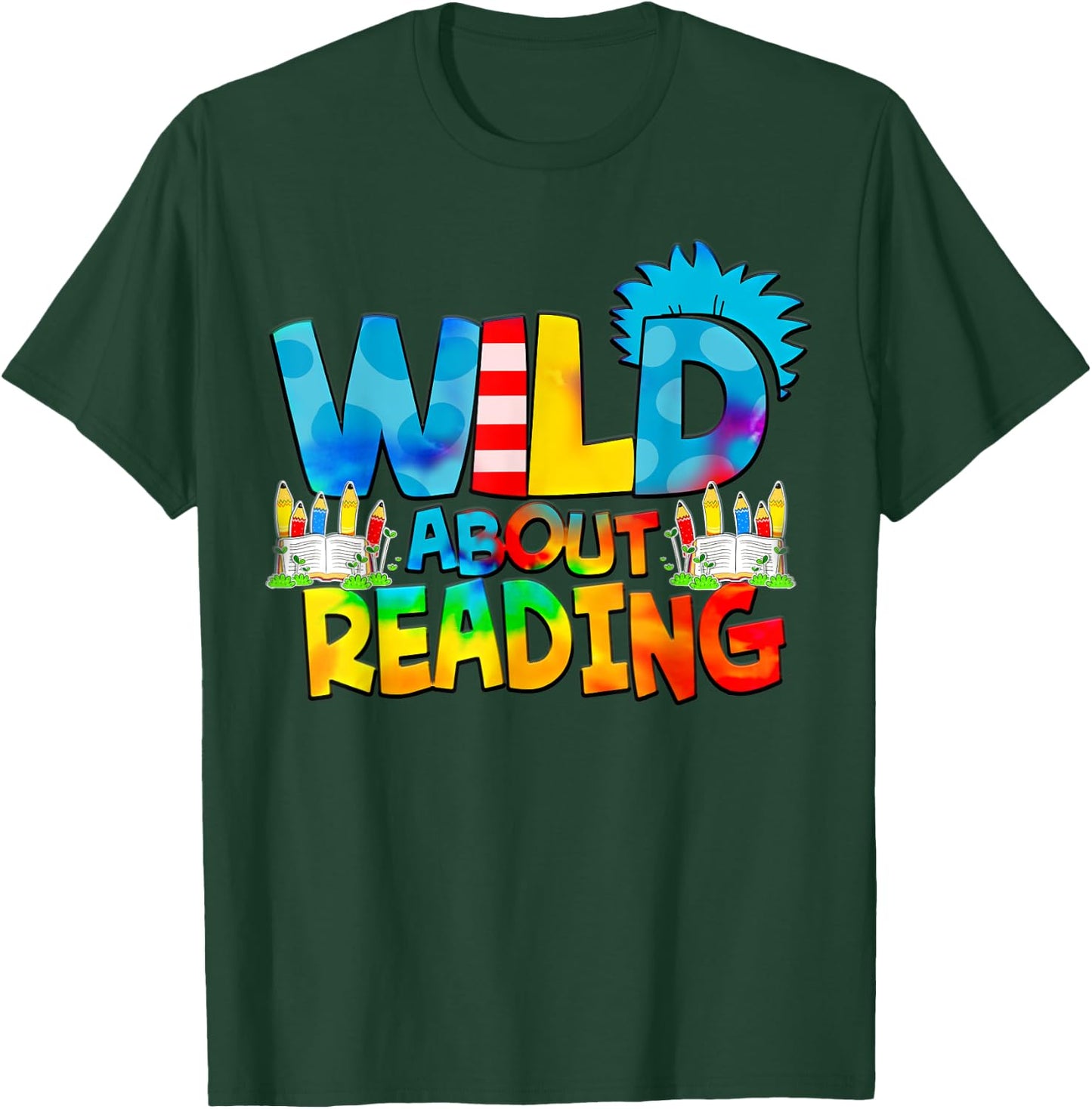 Wild for Reading Tie dye Rainbow Gifts T-Shirt - T-Shirt | Forest