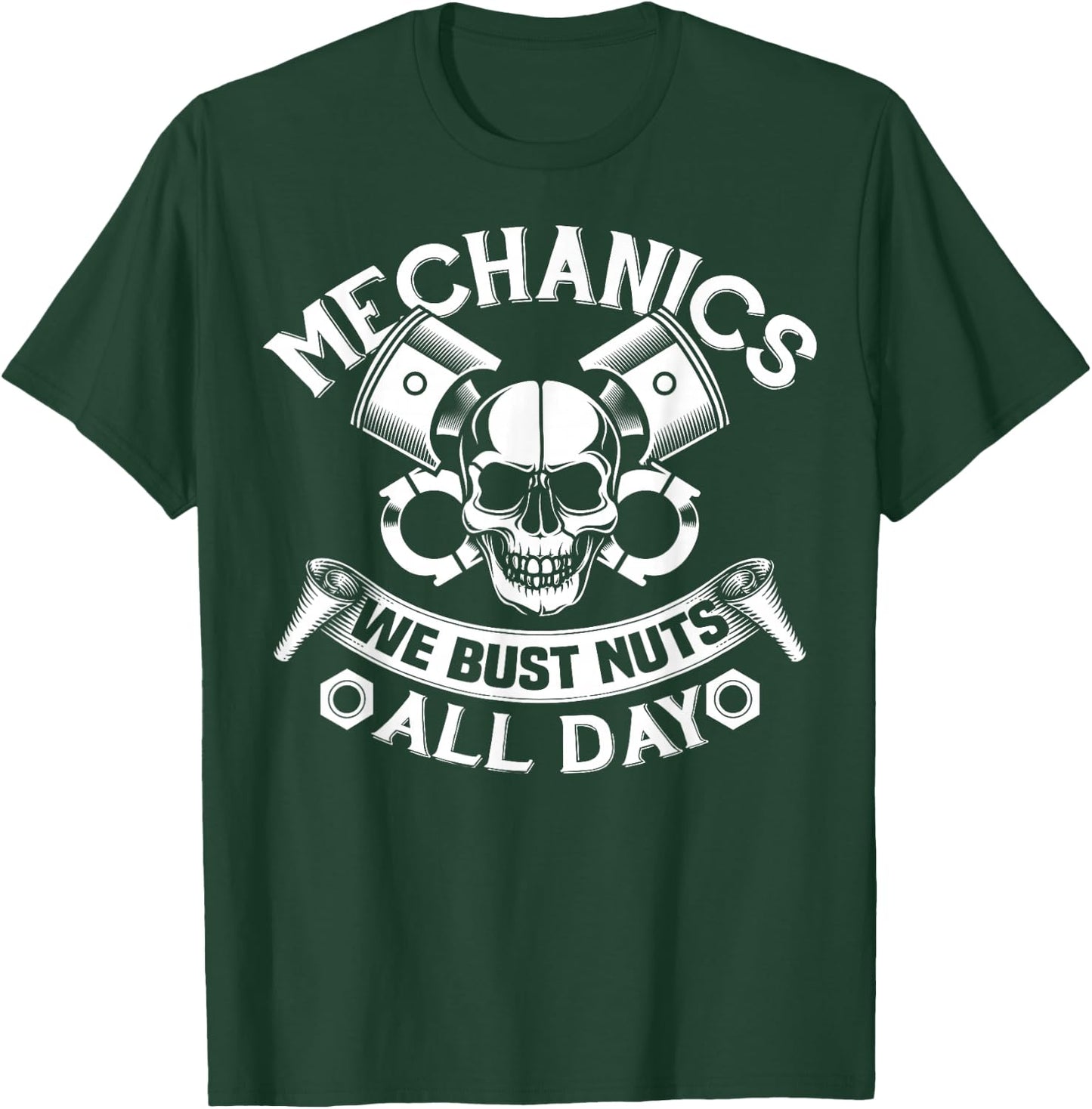 Car Mechanic Bust Nuts Funny Adult Humor Joke T-Shirt - T-Shirt | Forest