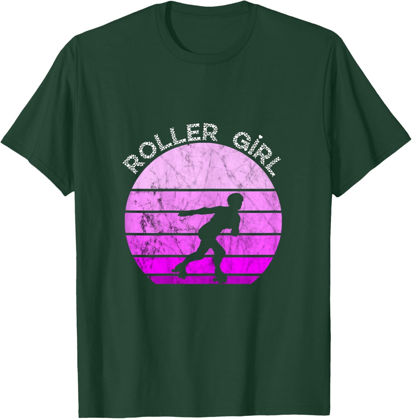 Roller Skates Girls Retro Vintage Roller Skating Inline Skater T-Shirt - T-Shirt | Forest