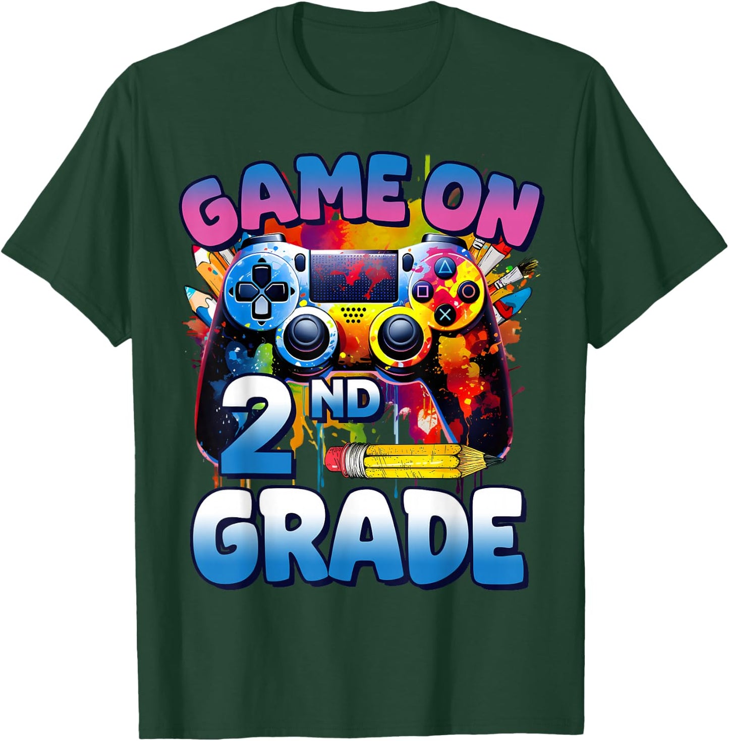 Game On 2nd Grade First Day Gamer Shirt Boys T-Shirt - T-Shirt | Forest