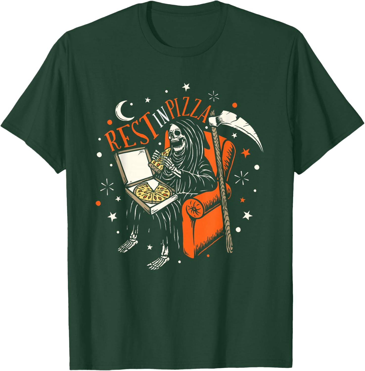 Funny Rest In Pizza Skull Skeleton Halloween T-Shirt - T-Shirt | Forest