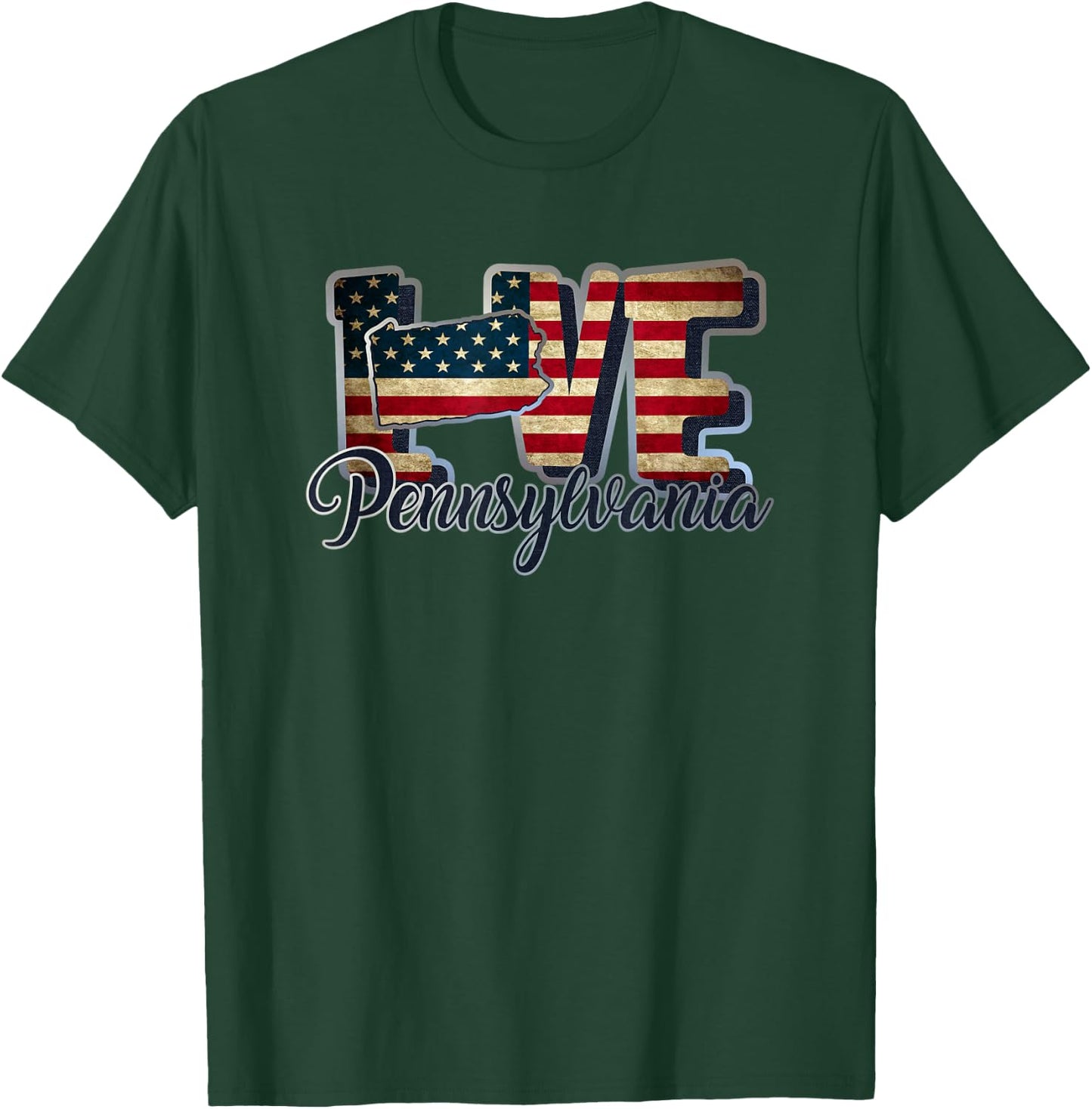 Funny Love Pennsylvania American Flag Patriotic Kids Men T-Shirt - T-Shirt | Forest