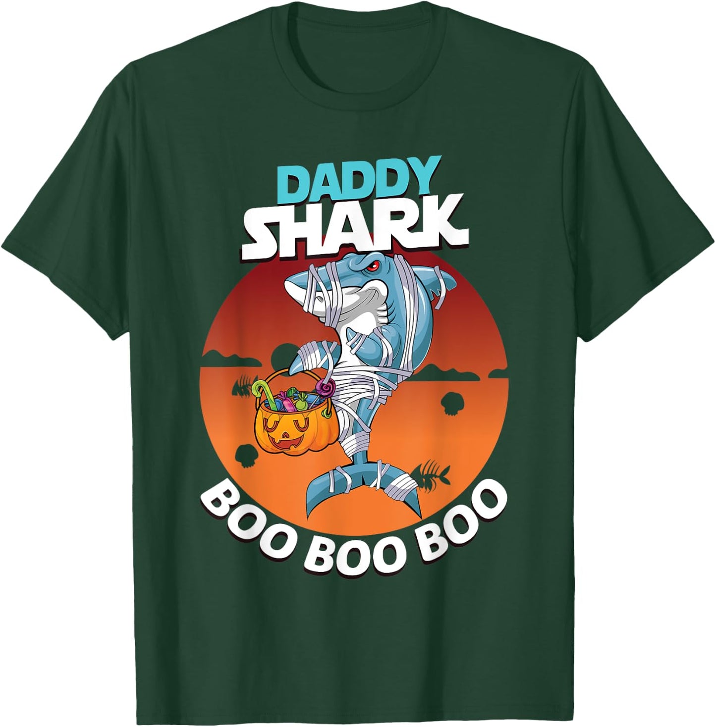 Daddy Shark Boo Boo Funny Family Shark Halloween T-Shirt - T-Shirt | Forest