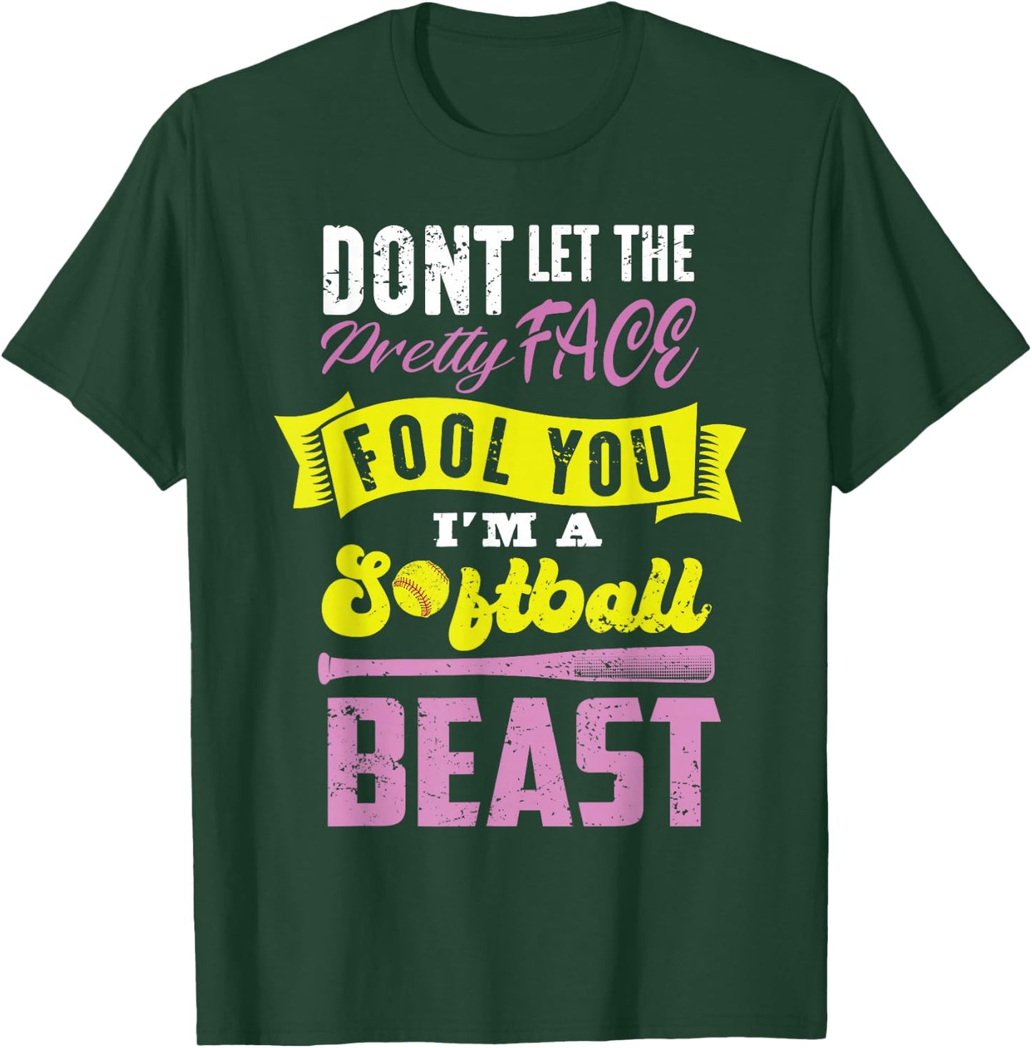 Funny Fastpitch Girls Catcher Softball Game Gift Women Kids T-Shirt - T-Shirt | Forest