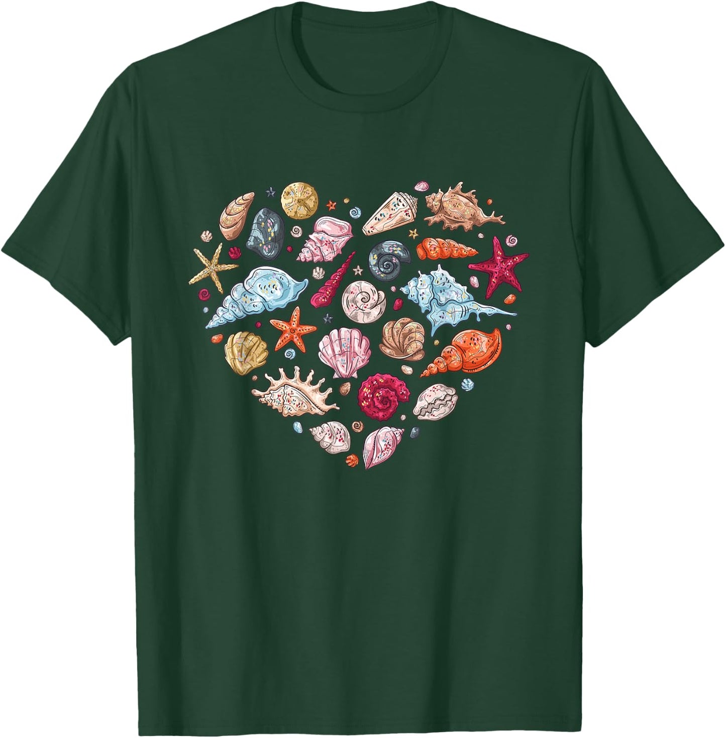 Seashells Heart | Seashell Collector Clam Seashell Lover T-Shirt - T-Shirt | Forest