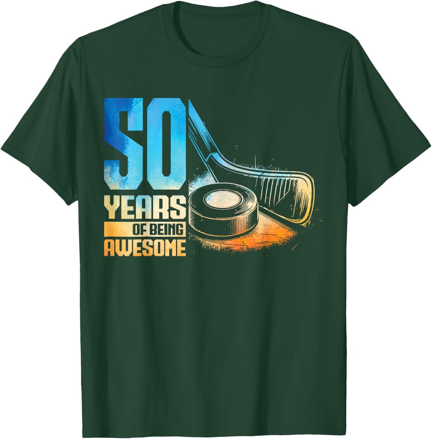 50th Birthday Men Icehockey Player Ice Hockey 50 Years Old T-Shirt - T-Shirt | Forest