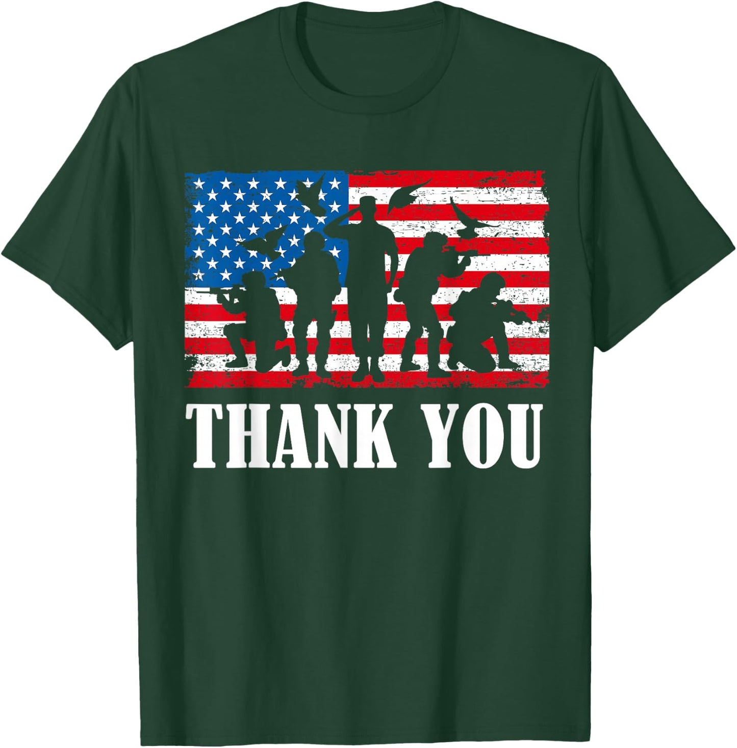 Thank You! Veterans Day & Memorial Day Partiotic Military T-Shirt - T-Shirt | Forest