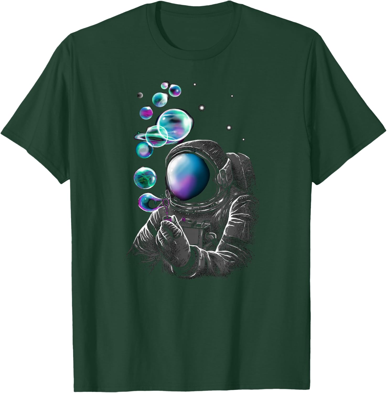 Funny Astronaut Blowing Bubbles In Space T-Shirt - T-Shirt | Forest
