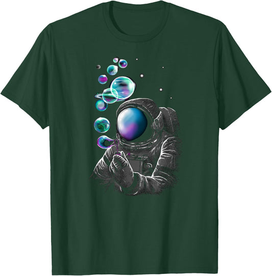Funny Astronaut Blowing Bubbles In Space T-Shirt - T-Shirt | Forest