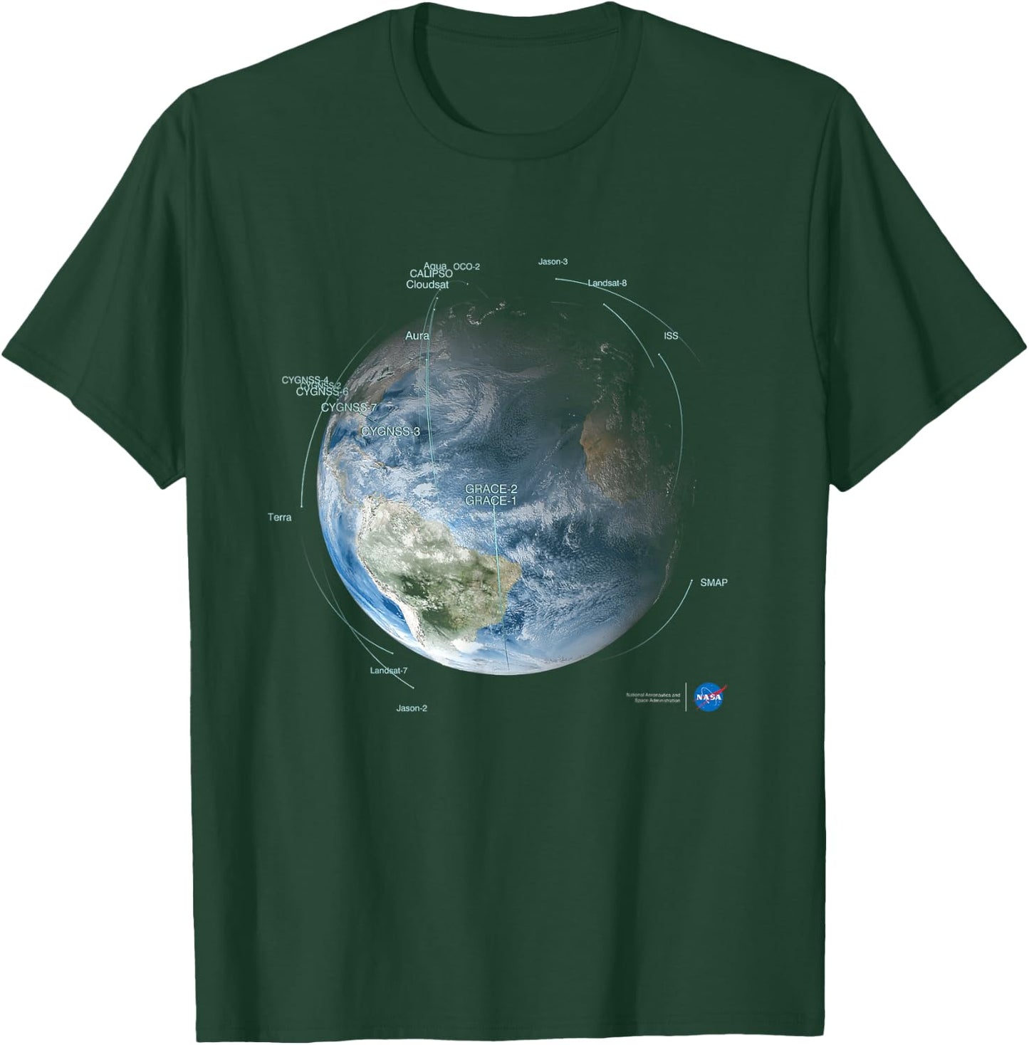 NASA Satellite Orbit Paths T-Shirt - T-Shirt | Forest