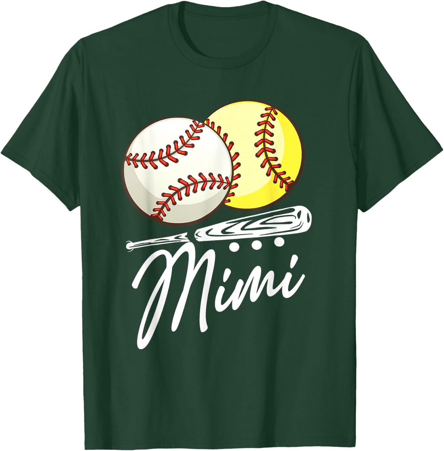 Ball Mimi Baseball Softball T-Shirt - T-Shirt | Forest